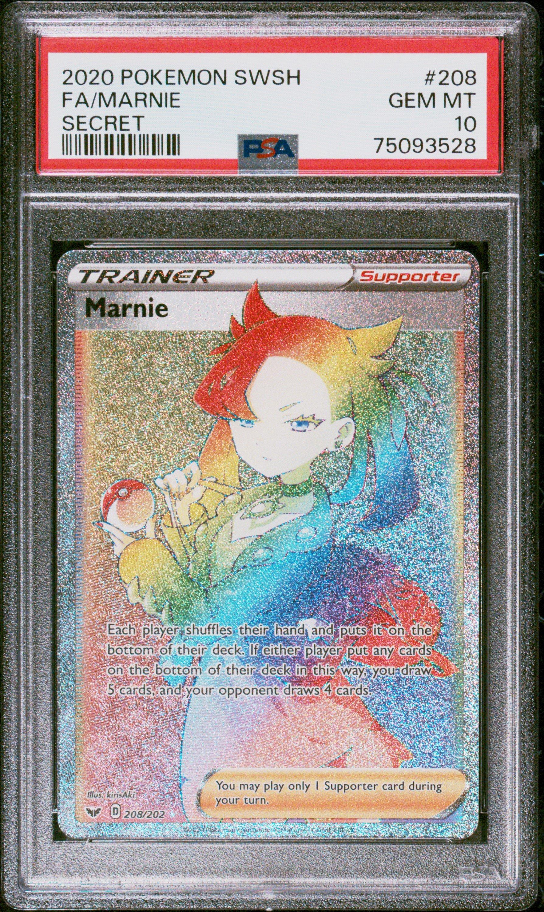 2020 Pokemon Sword & Shield 208 Full Art/marnie Secret PSA 10