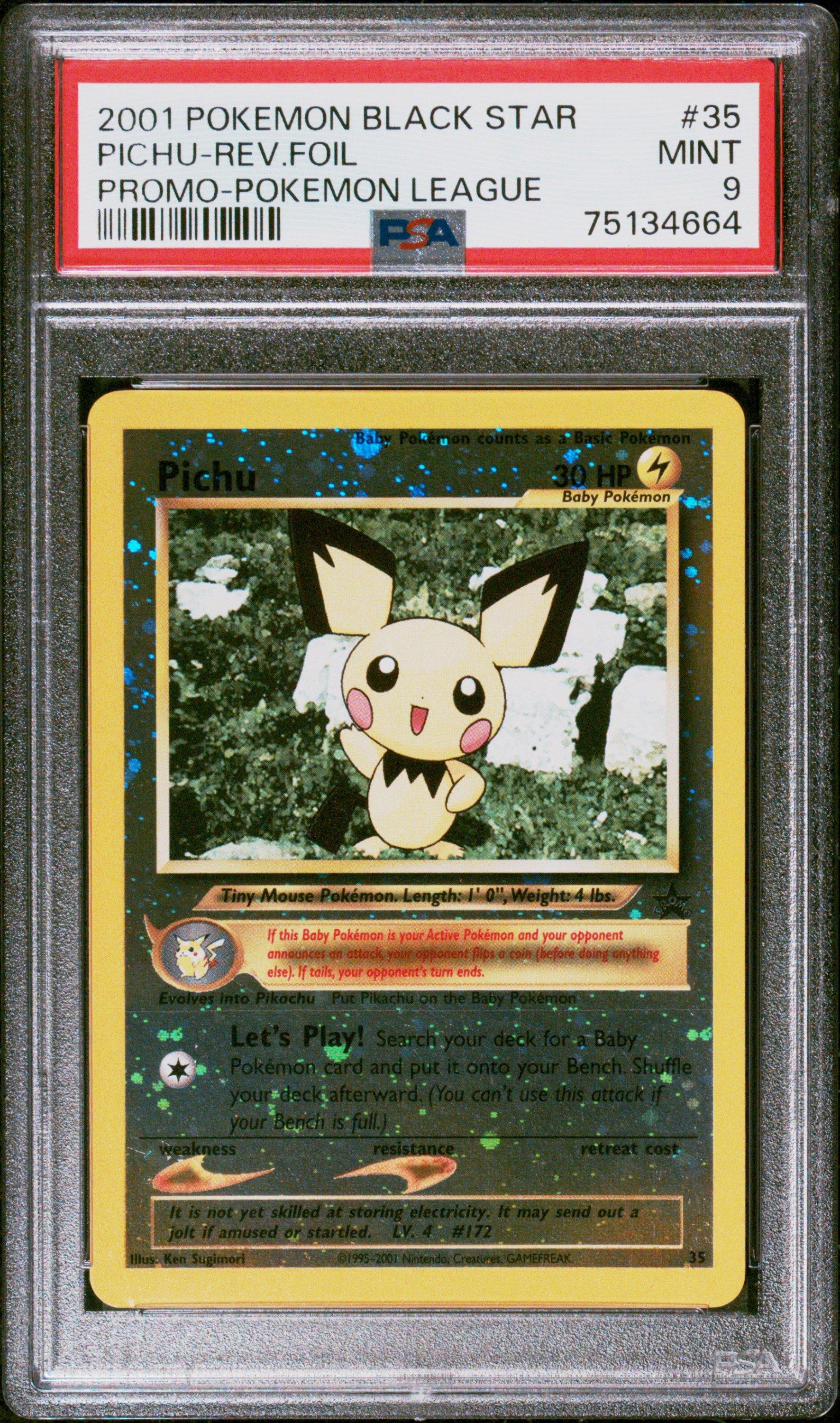 2001 Pokemon Promo Black Star 35 Pichu-reverse Foil Pokemon League PSA 9  Graded Card | GameStop