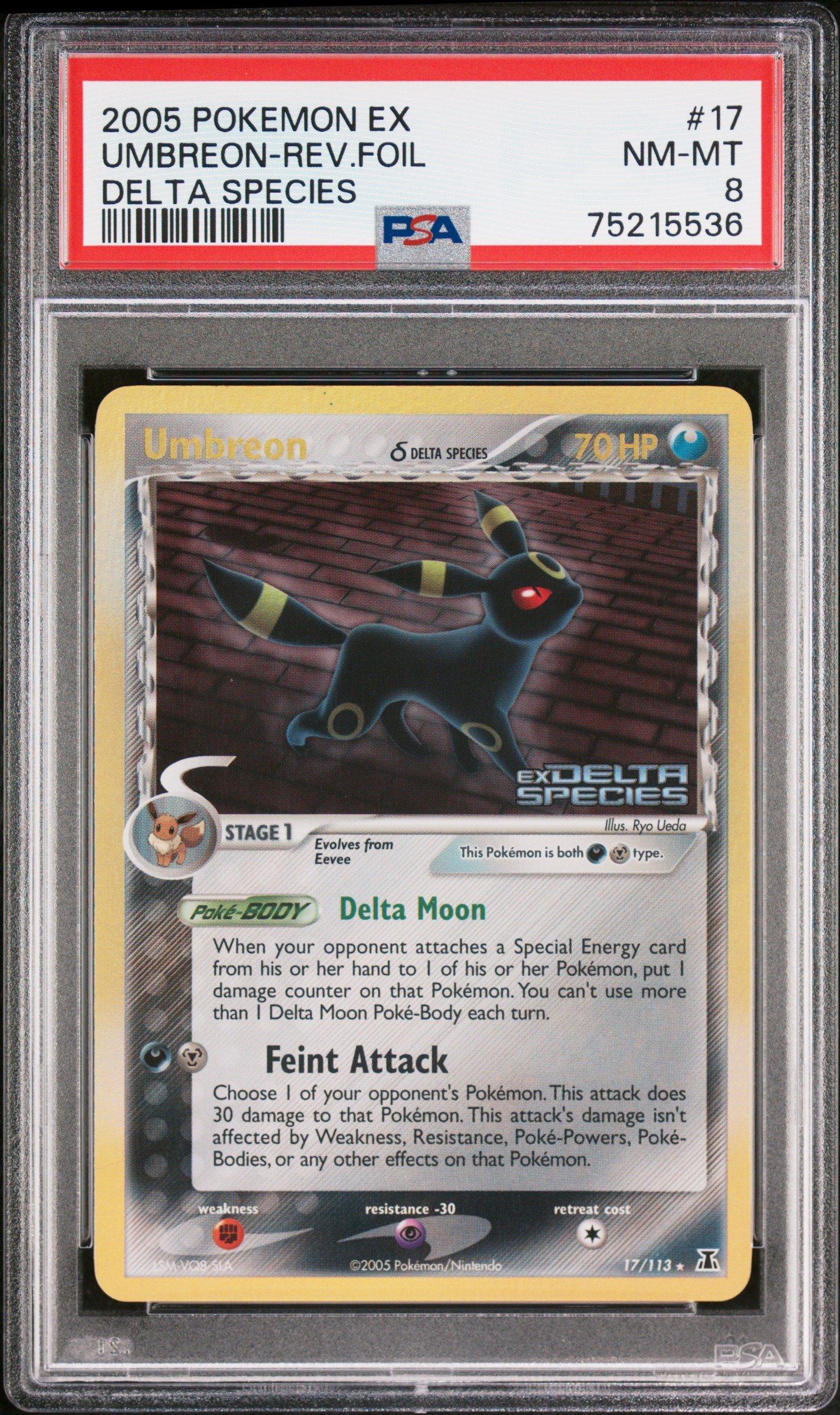 2005 Pokemon EX Delta Species 17 UmbreonReverse Foil PSA 8