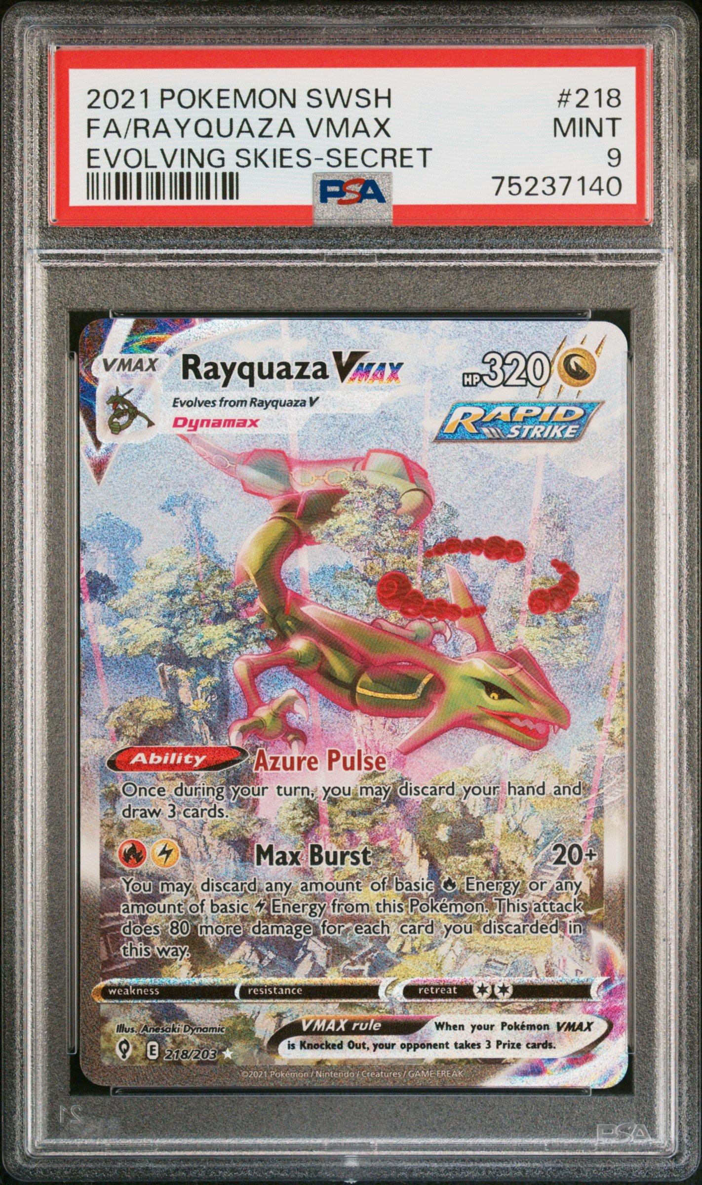 2021 Pokemon Sword & Shield Evolving Skies 218 Fa/rayquaza Vmax PSA 9