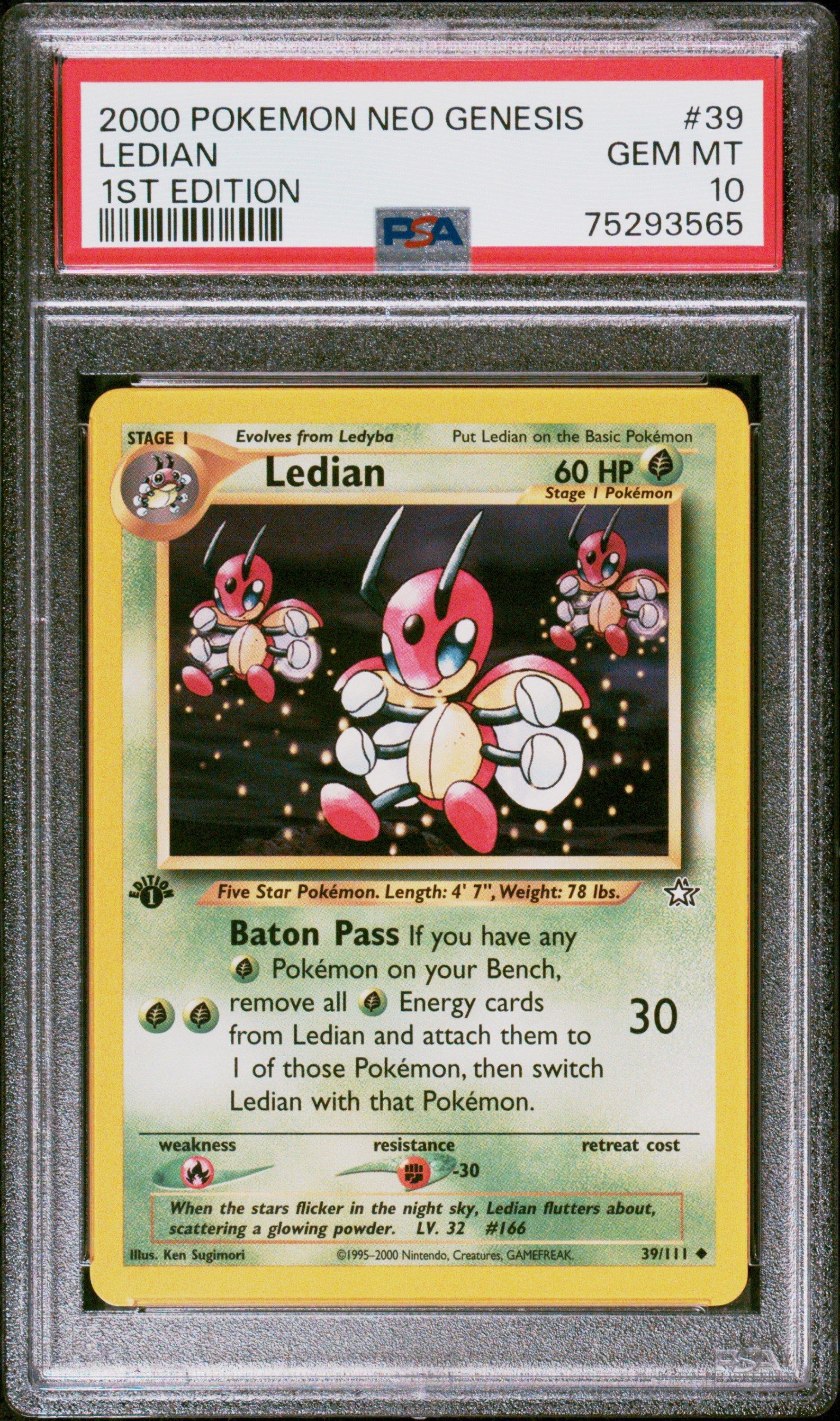 2000 Pokemon Neo Genesis 1st Edition 39 Ledian PSA 10