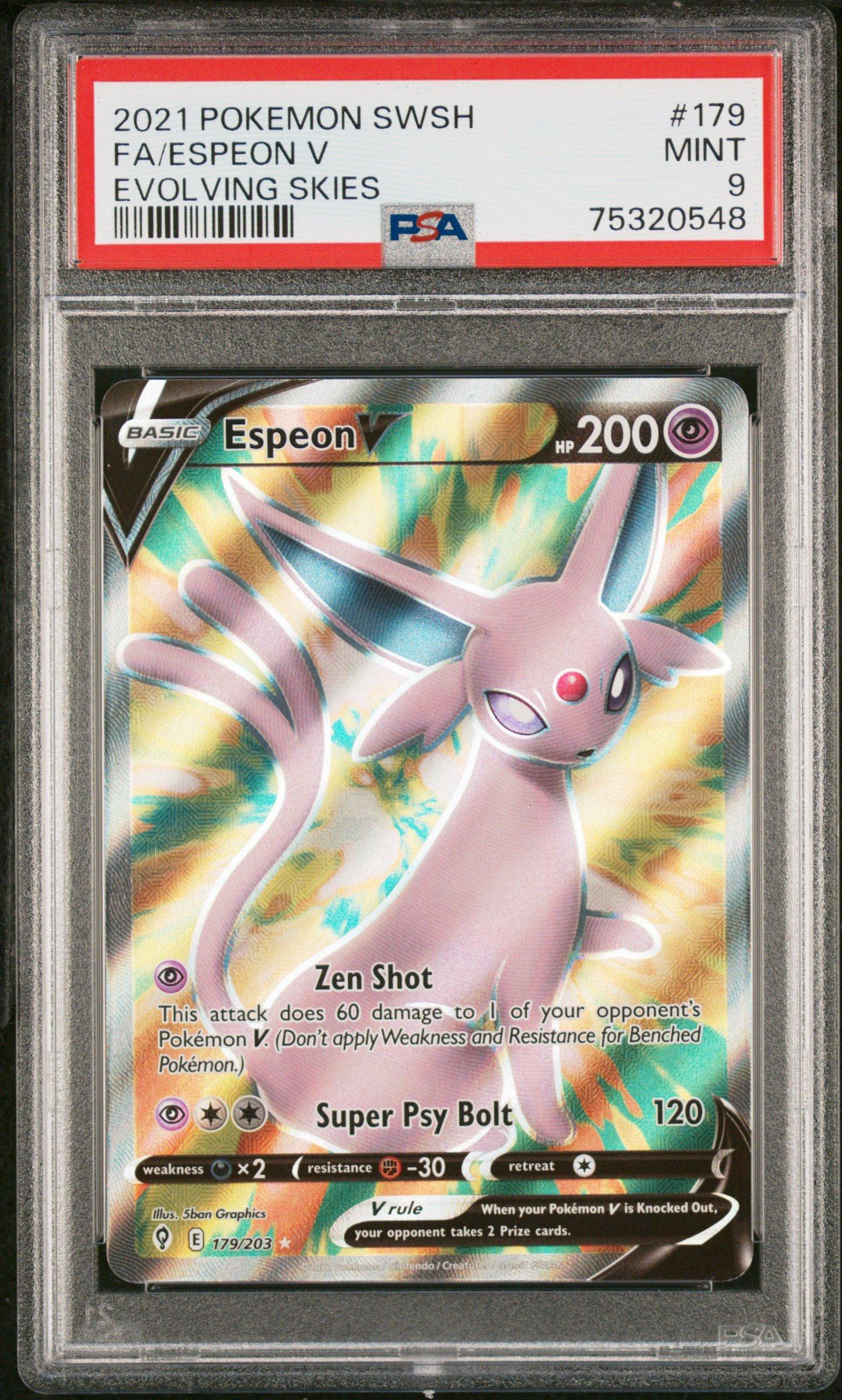 2021 Pokemon Sword & Shield Evolving Skies 179 Fa/espeon V PSA 9