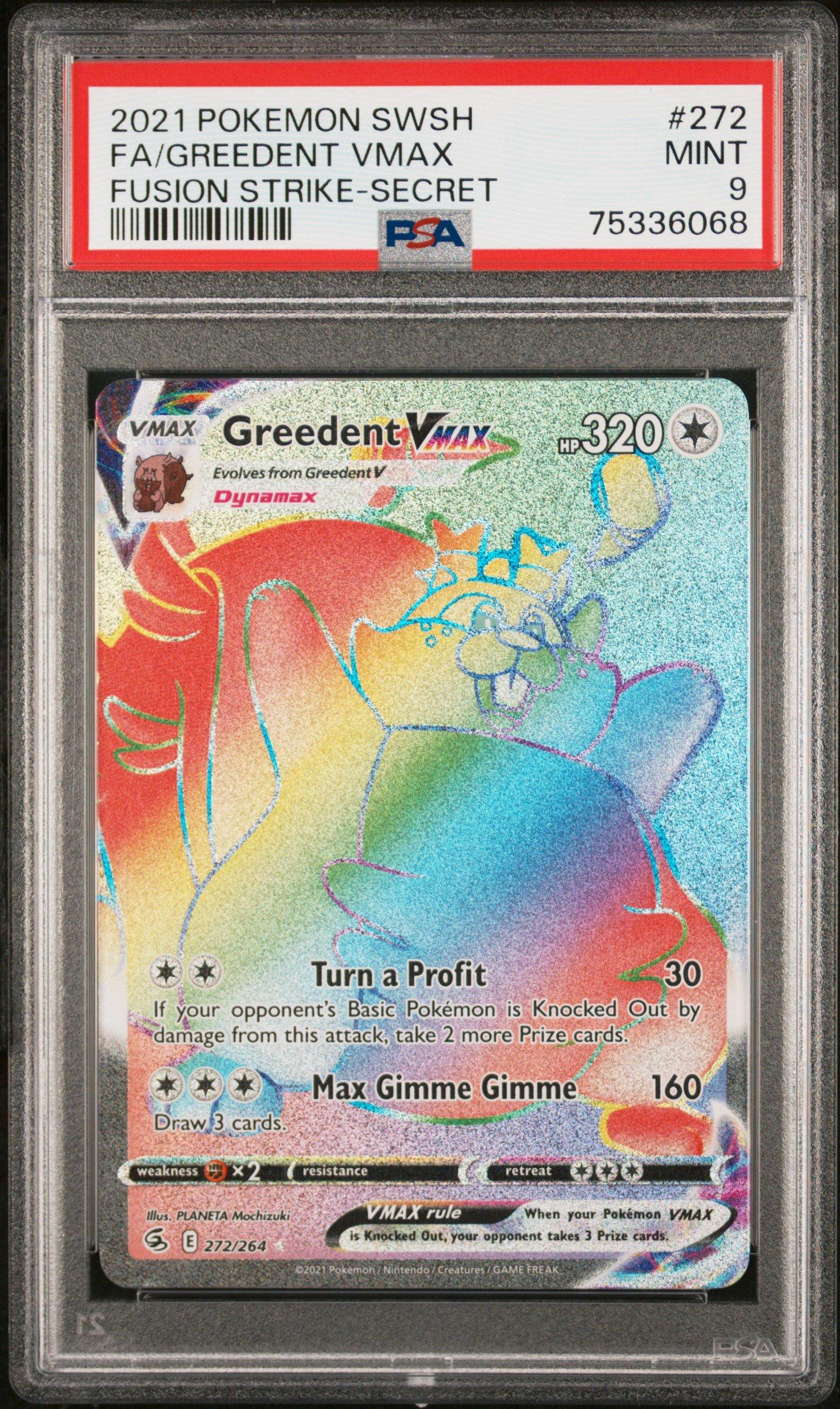 2021 Pokemon Sword & Shield Fusion Strike 272 Full Art/greedent Vmax Secret PSA