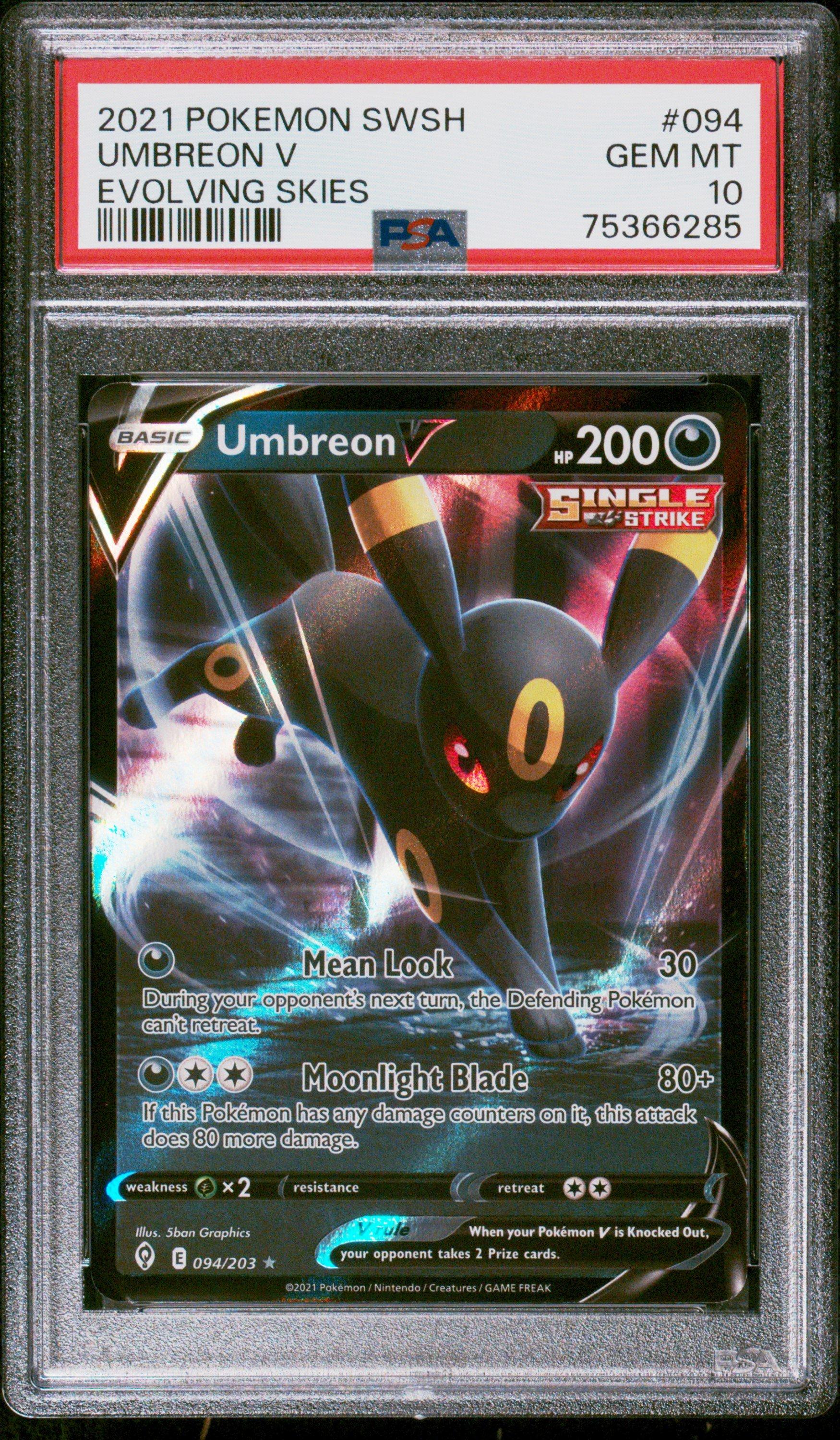 2021 Pokemon Sword & Shield Evolving Skies 094 Umbreon V PSA 10