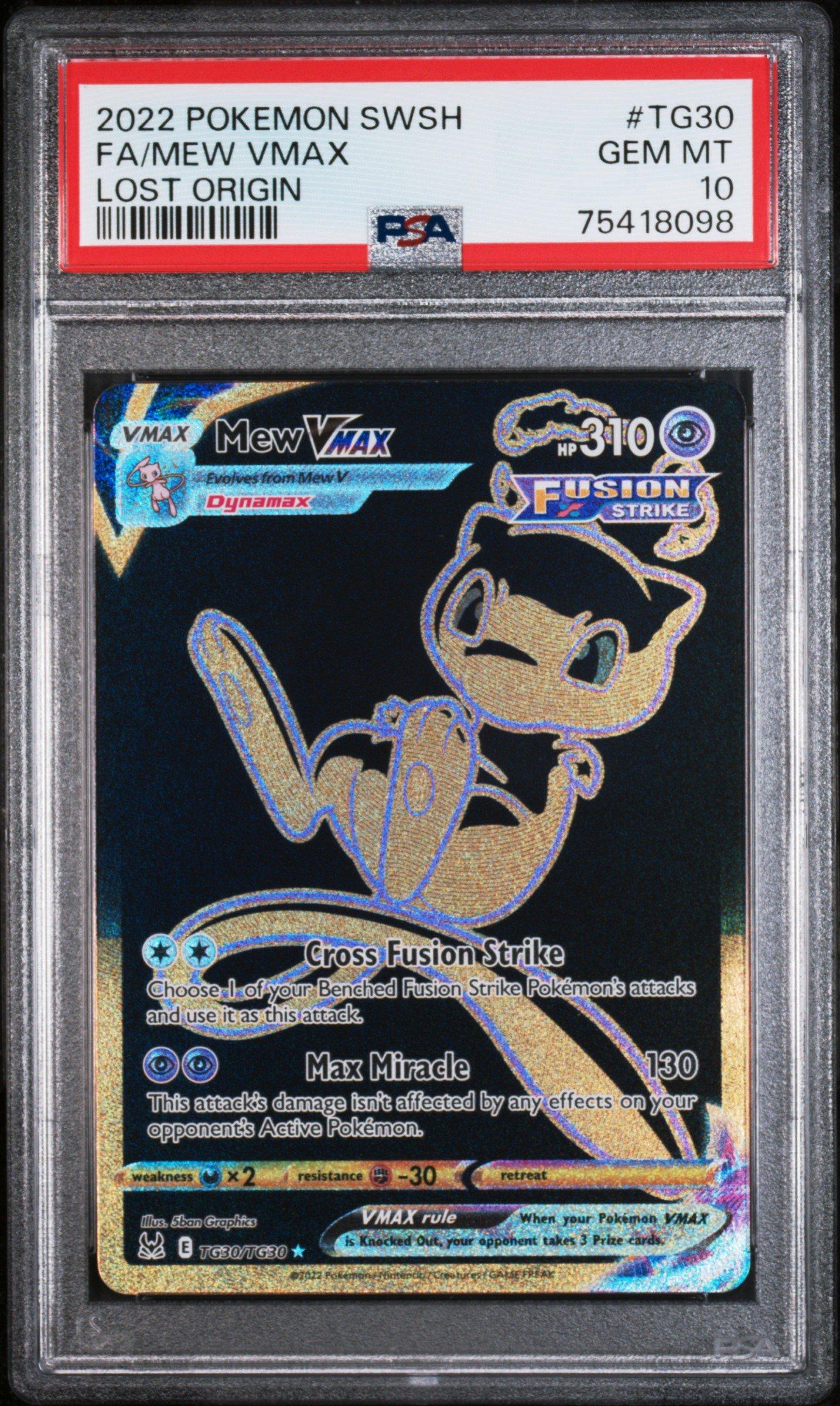 2022 Pokemon Sword & Shield Lost Origin Tg30 Full Art/mew Vmax PSA