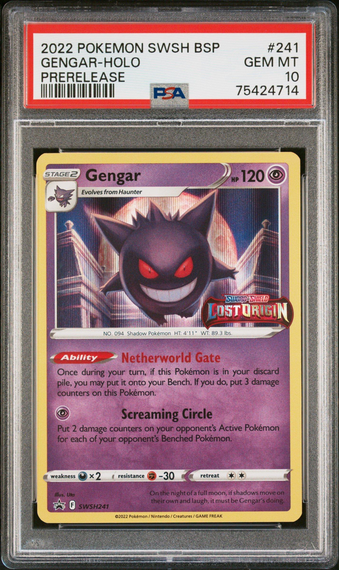 2022 Pokemon Swsh Black Star Promo 241 Gengar-holo Prerelease PSA