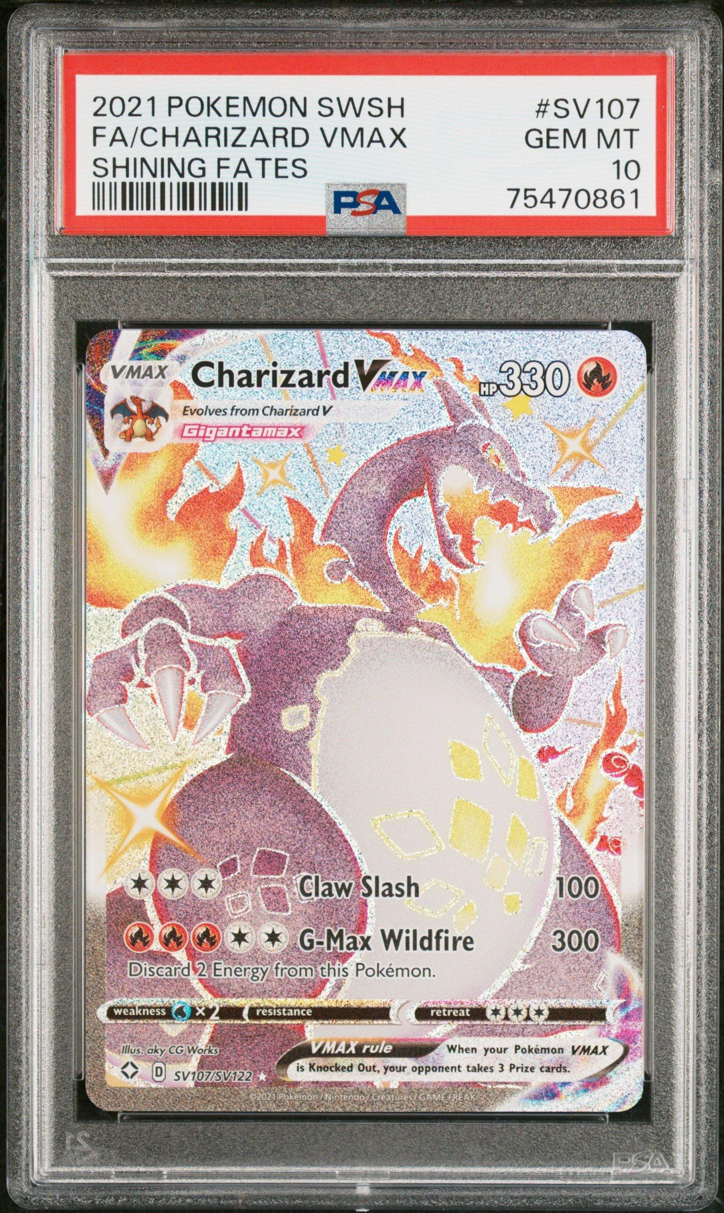 2021 Pokemon Sword & Shield Shining Fates Sv107 Full Art/charizard Vmax ...