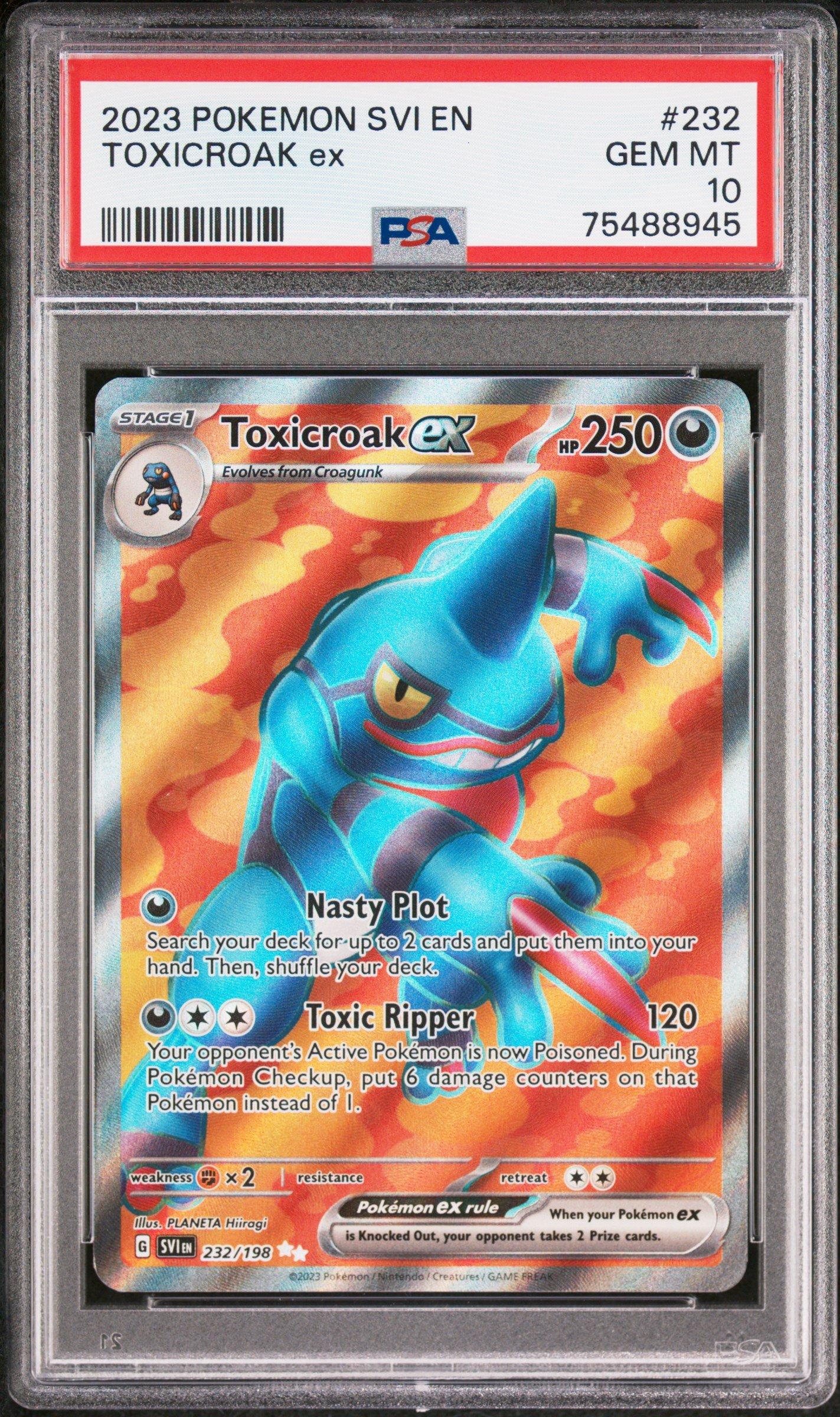 2023 Pokemon Svi En-scarlet & Violet 232 Toxicroak Ex Ultra Rare PSA 10