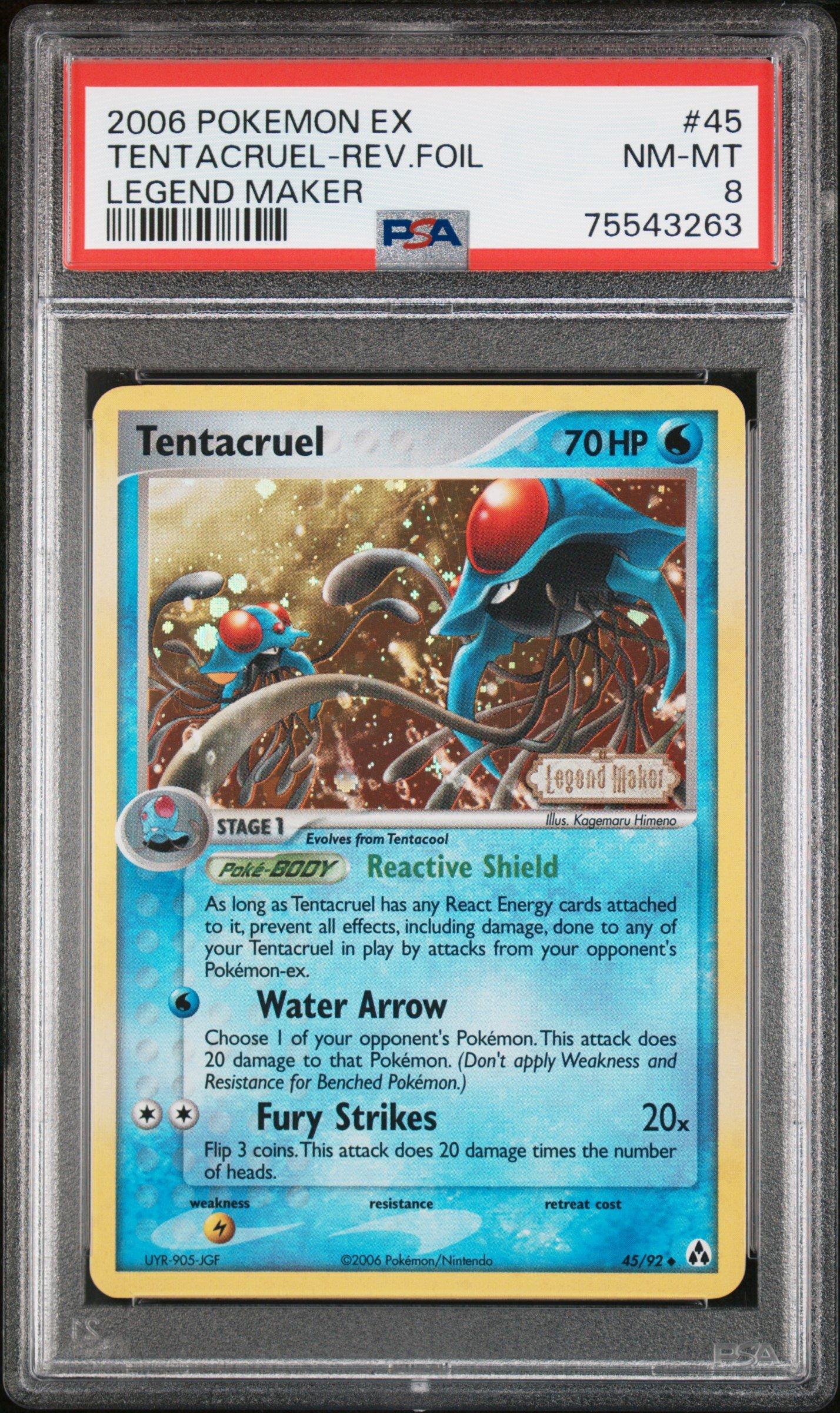 2006 Pokemon Ex Legend Maker 45 Tentacruel-reverse Foil PSA 8