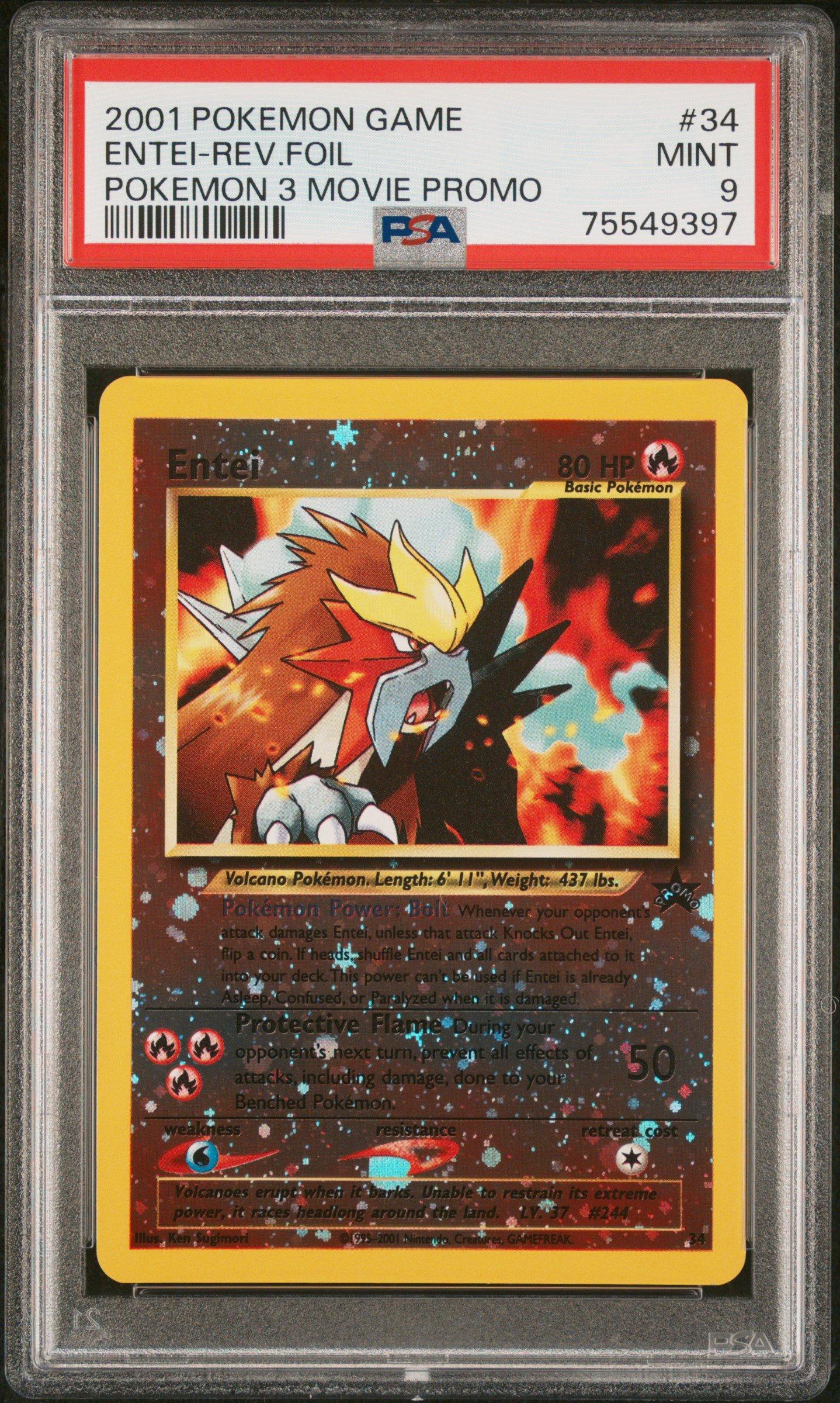 2001 Pokemon Game Movie 34 Entei-reverse Foil Pokemon 3 Movie Promo PSA ...