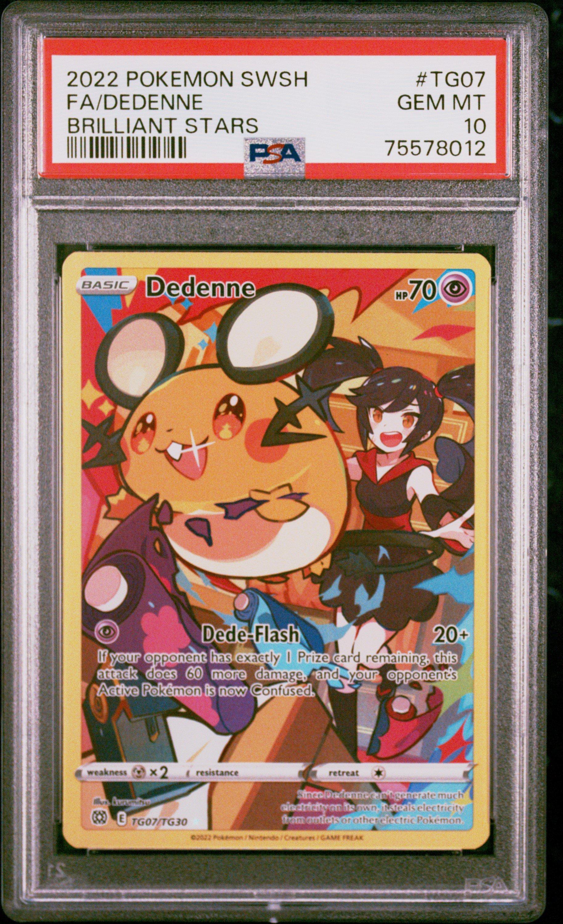 2022 Pokemon Sword & Shield Brilliant Stars Tg07 Full Art/dedenne PSA 10