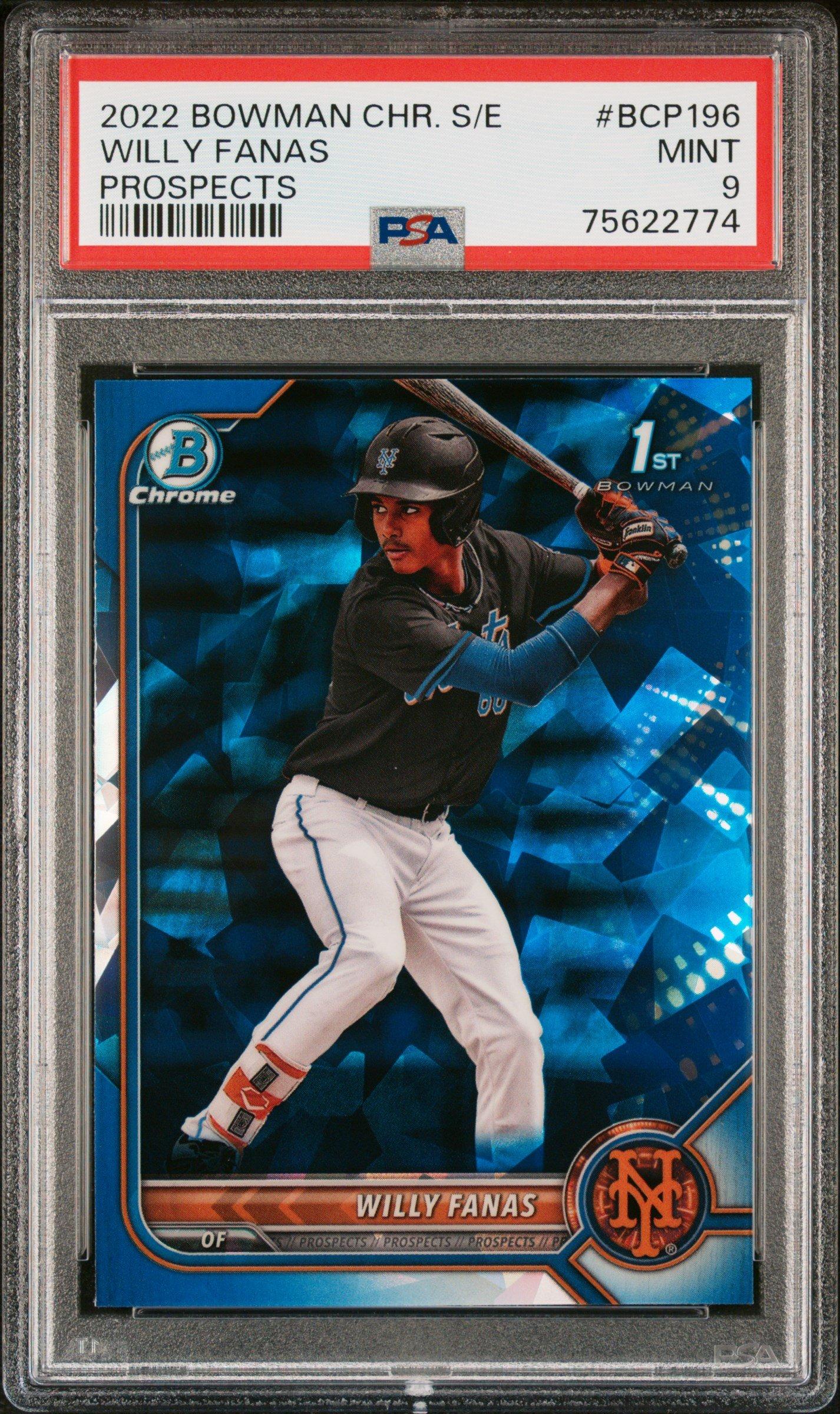 2022 Bowman Chrome Sapphire Edition Prospects Bcp196 Willy Fanas PSA 9