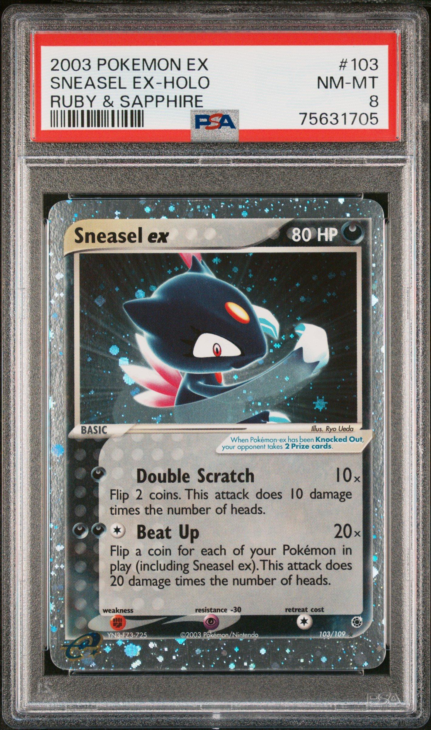 2003 Pokemon Ex Ruby & Sapphire 103 Sneasel Ex-holo PSA 8 Graded