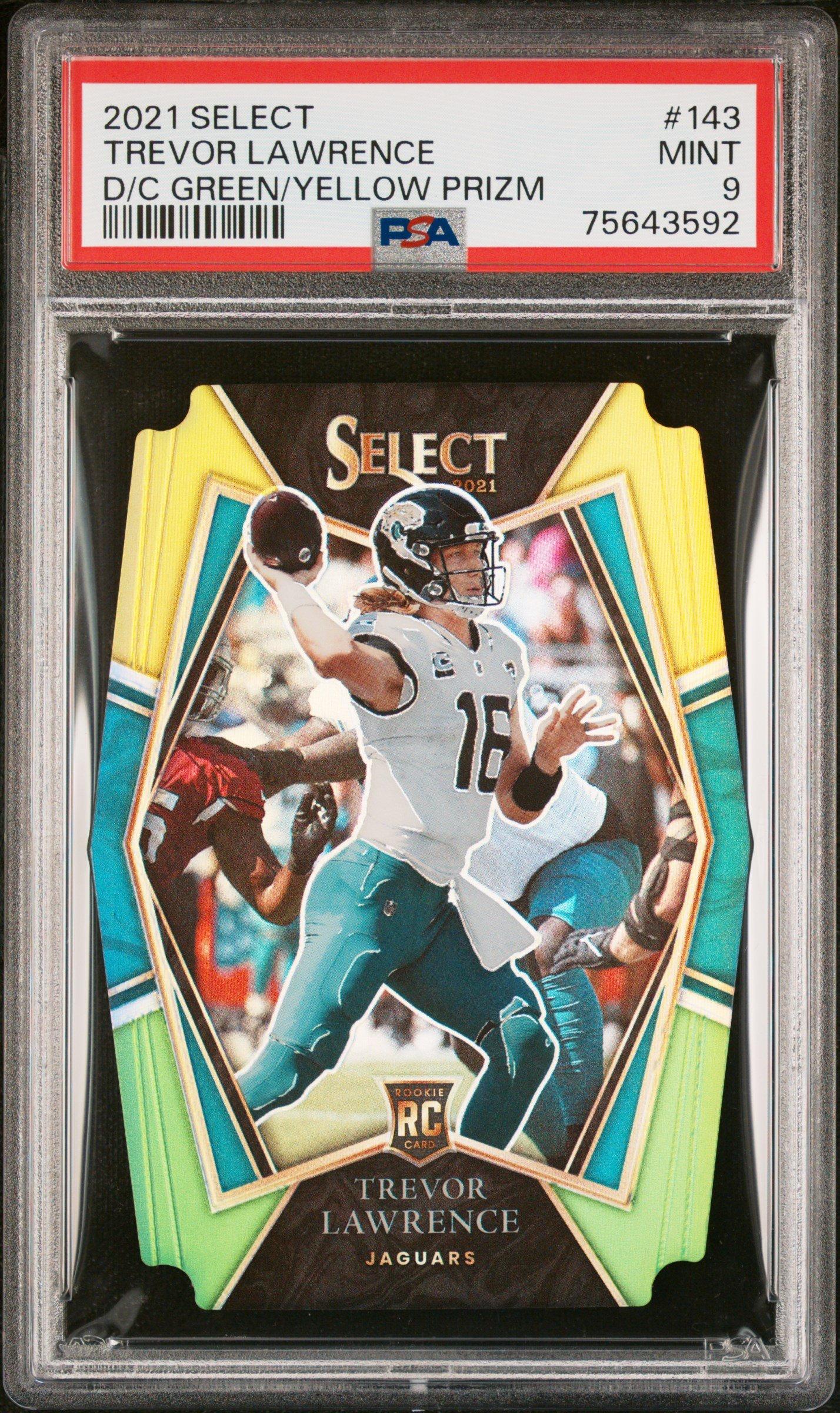 2021 Panini Select Trevor Lawrence Die-cut Green/yellow Prizm PSA