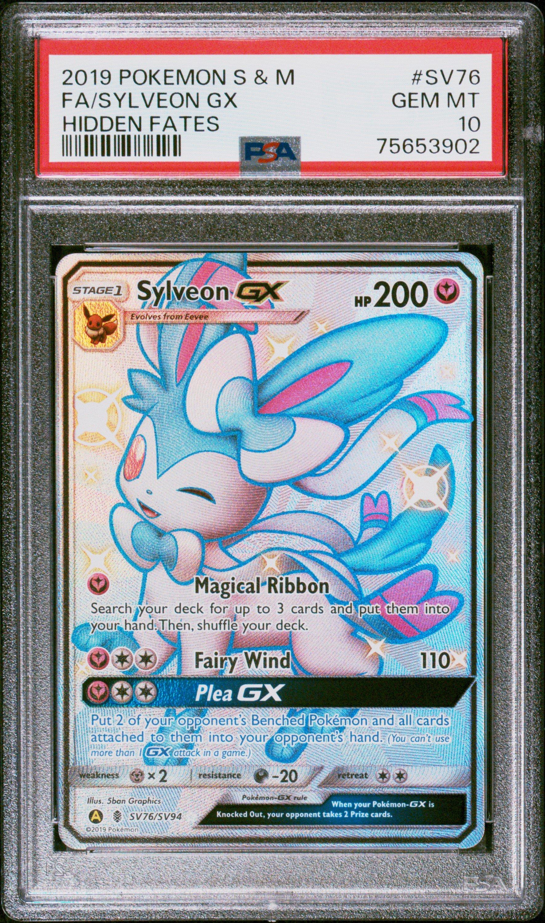 2019 Pokemon Sun & Moon Hidden Fates Sv76 Full Art/sylveon Gx PSA