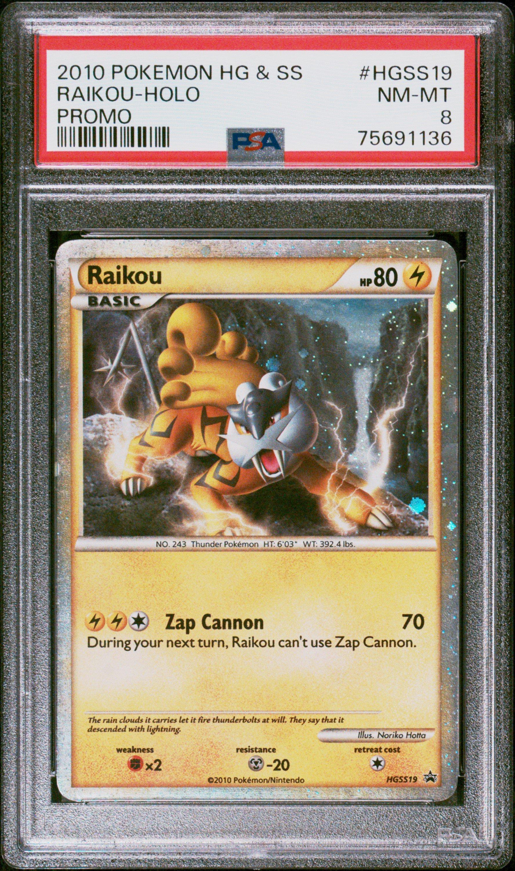 2010 Pokemon Heartgold & Soulsilver Promo Hgss19 Raikou-holo PSA 8