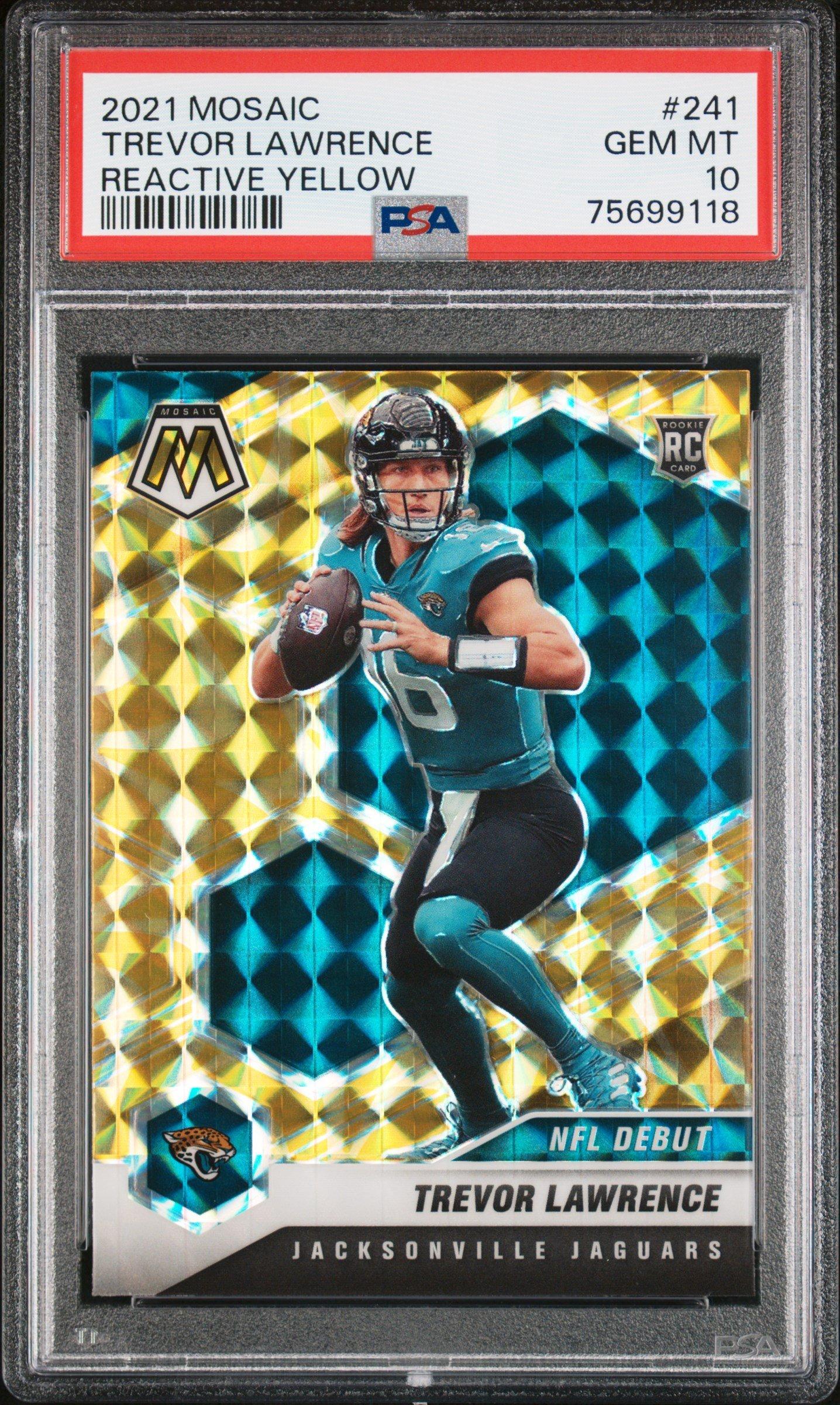 2021 Panini Mosaic 241 Trevor Lawrence Reactive Yellow PSA 10