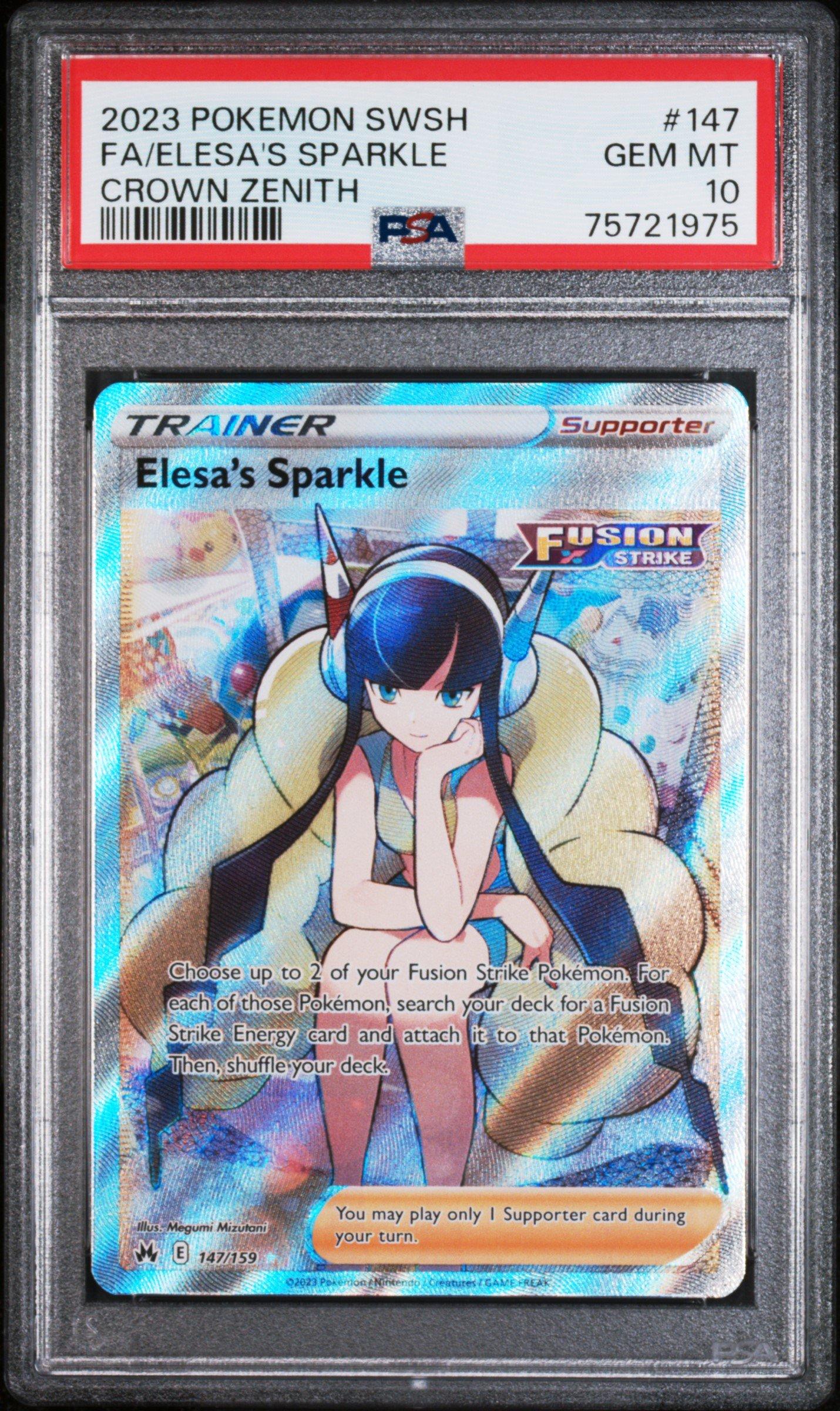 sparkle pokemon card 2023 Sword And Shield Crown Zenith 147 Full Art/elesa's PSA 10 Graded Celebrate the legacy of your favorite tabletop game with this Elesas Sparkle 2021 Pokemon Fusion Strike Full Art #260 PSA Authenticated 10 Card Quaquaval - 054/198 (Sparkle Holo)
