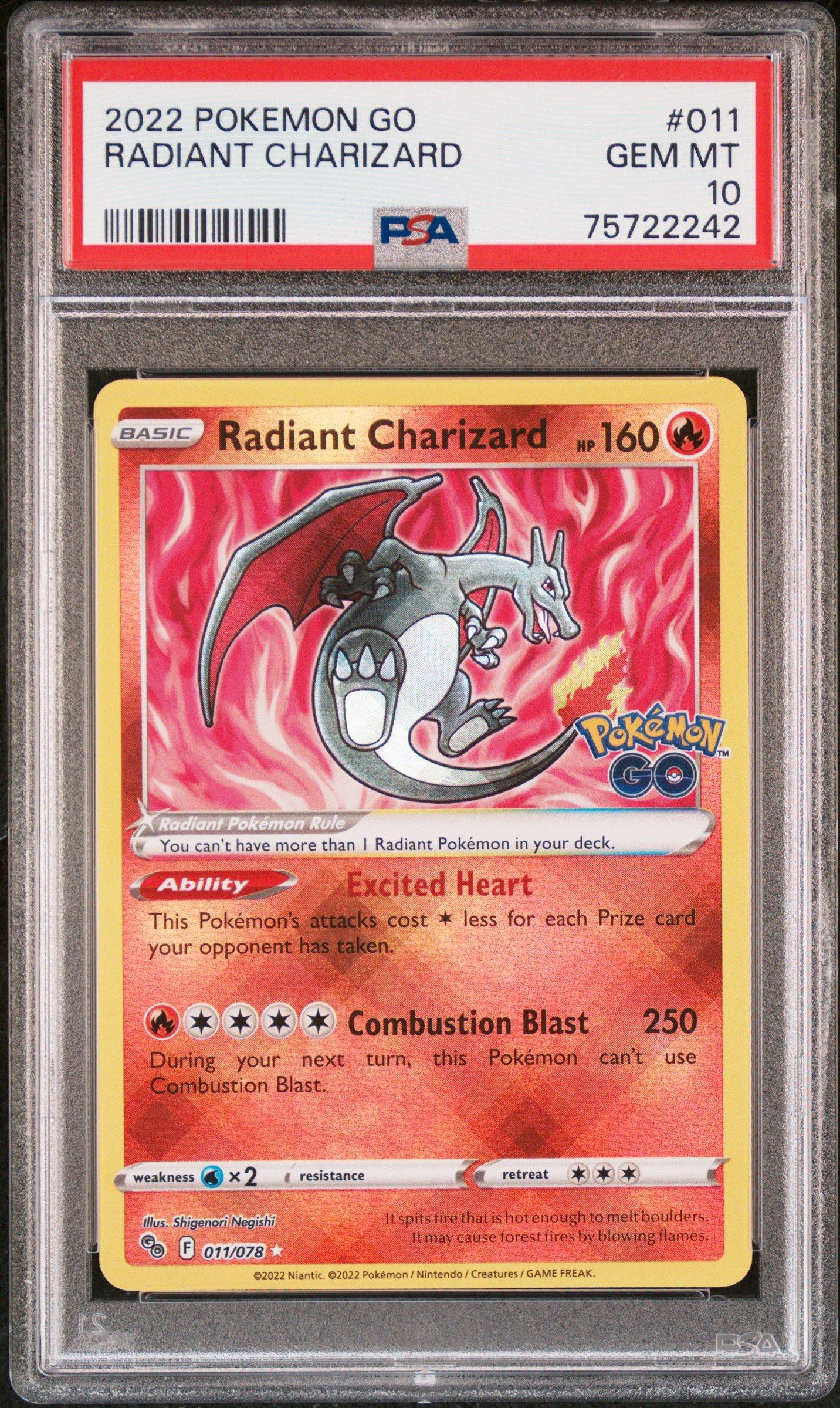 2022 ポケモンGO リザードン psa10 #011 GEM MT 10 2022 Pokemon Go 011 Radiant Charizard PSA 10 Graded Card | GameStop