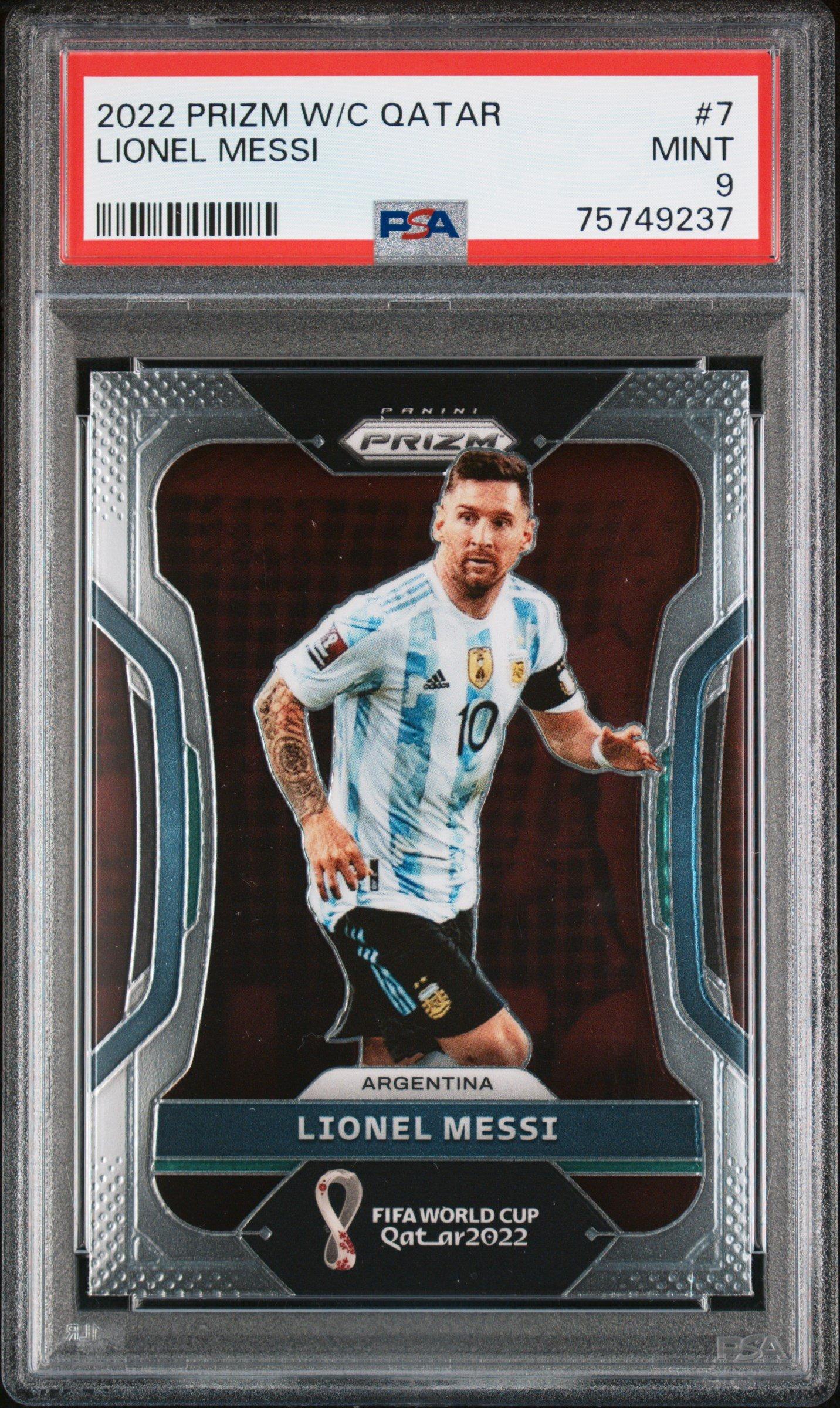 2022 Panini Prizm World Cup Qatar 7 Lionel Messi PSA 9