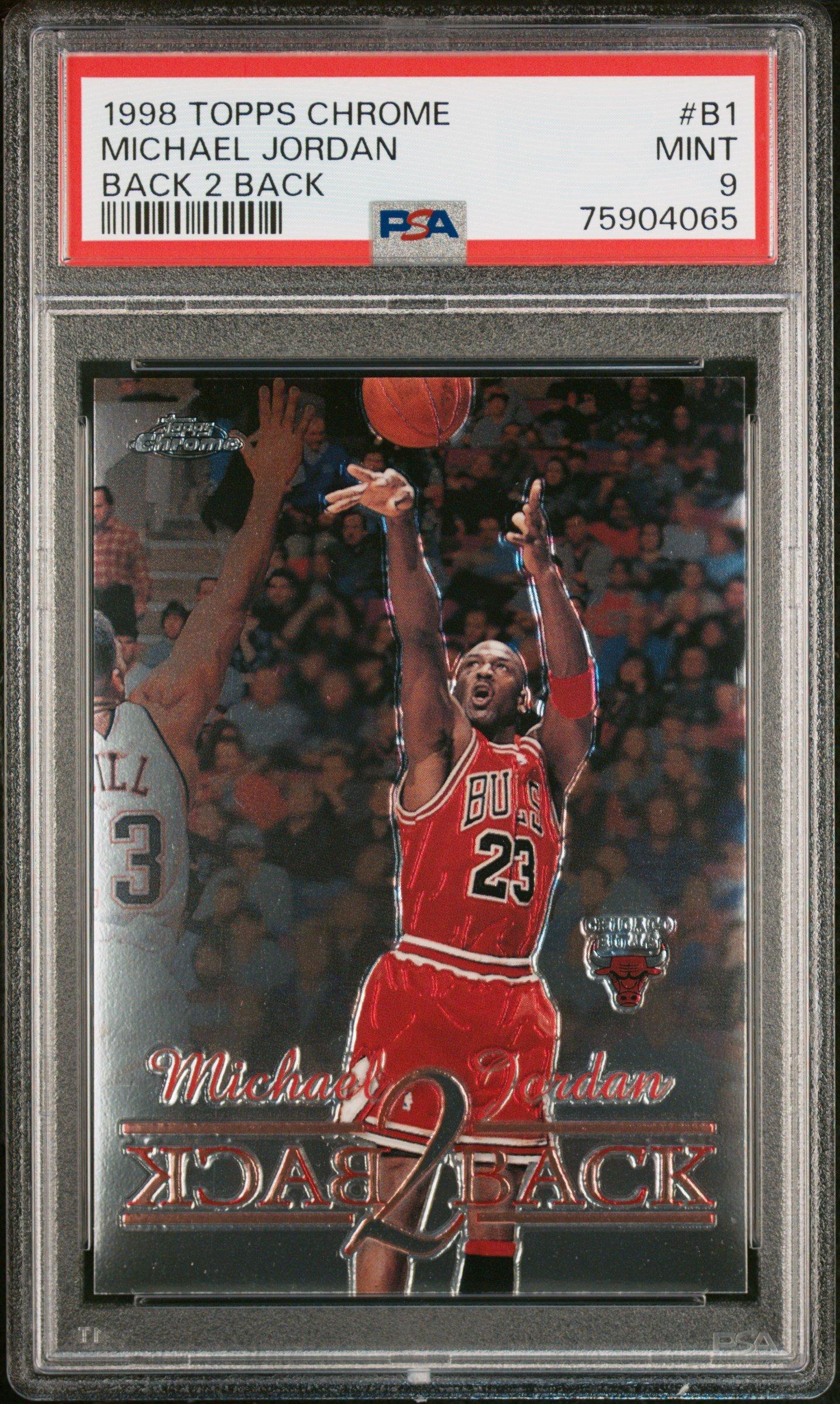 1998 Topps Chrome Back 2 Back B1 Michael Jordan PSA 9 Graded Card 