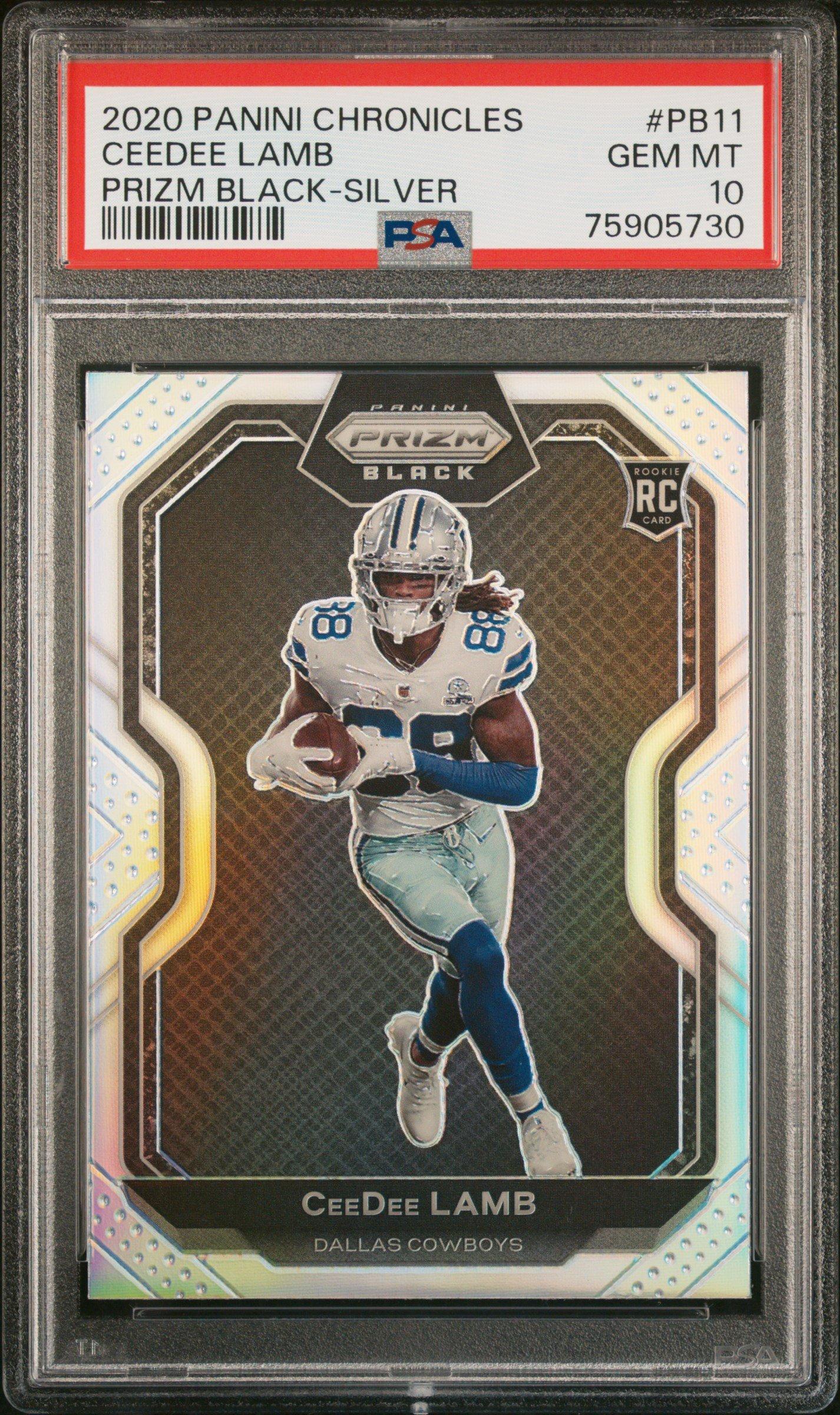 2020 Panini Chronicles Prizm Black Pb11 Ceedee Lamb Silver PSA 10