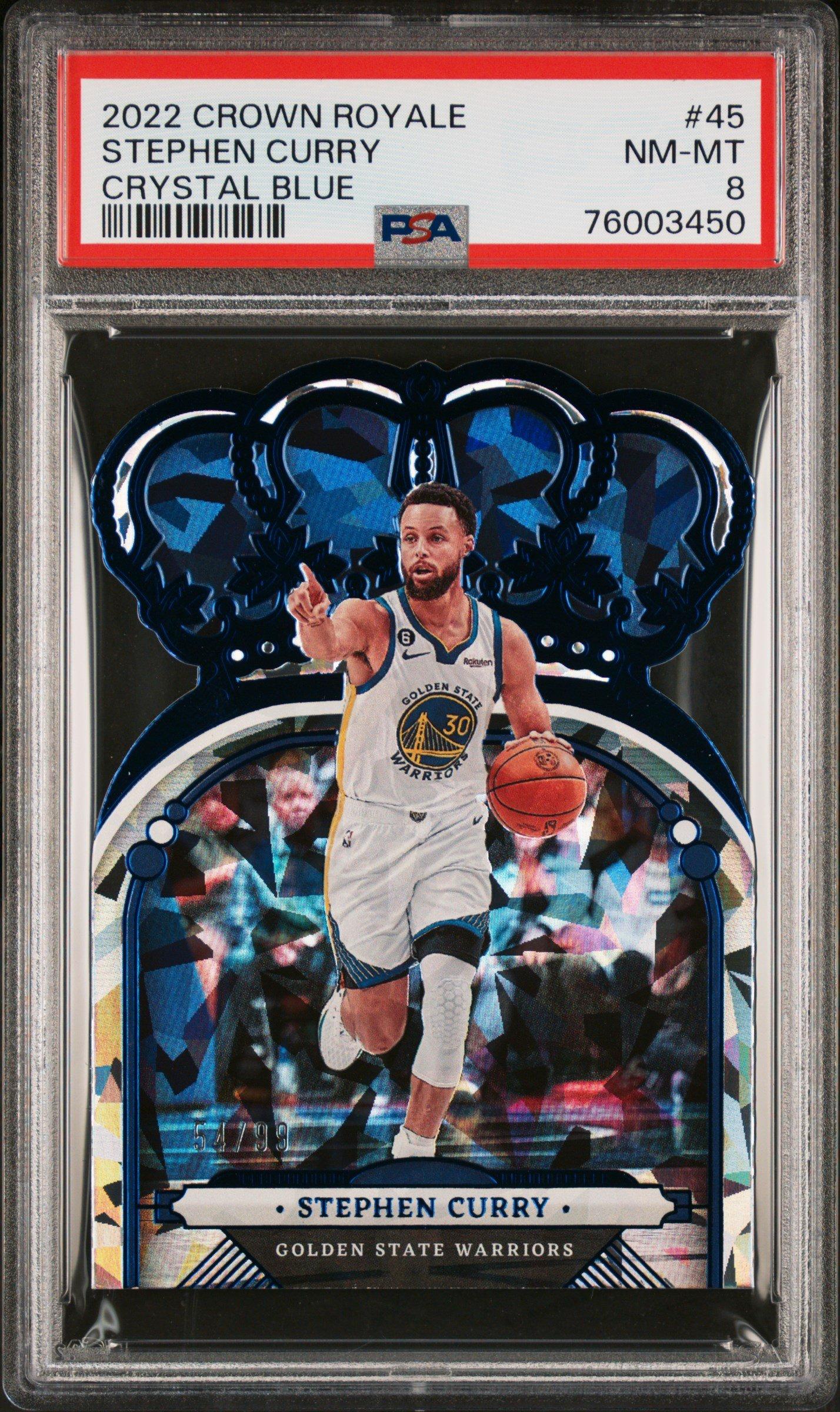 2022 Panini Crown Royale 45 Stephen Curry Crystal Blue PSA 8