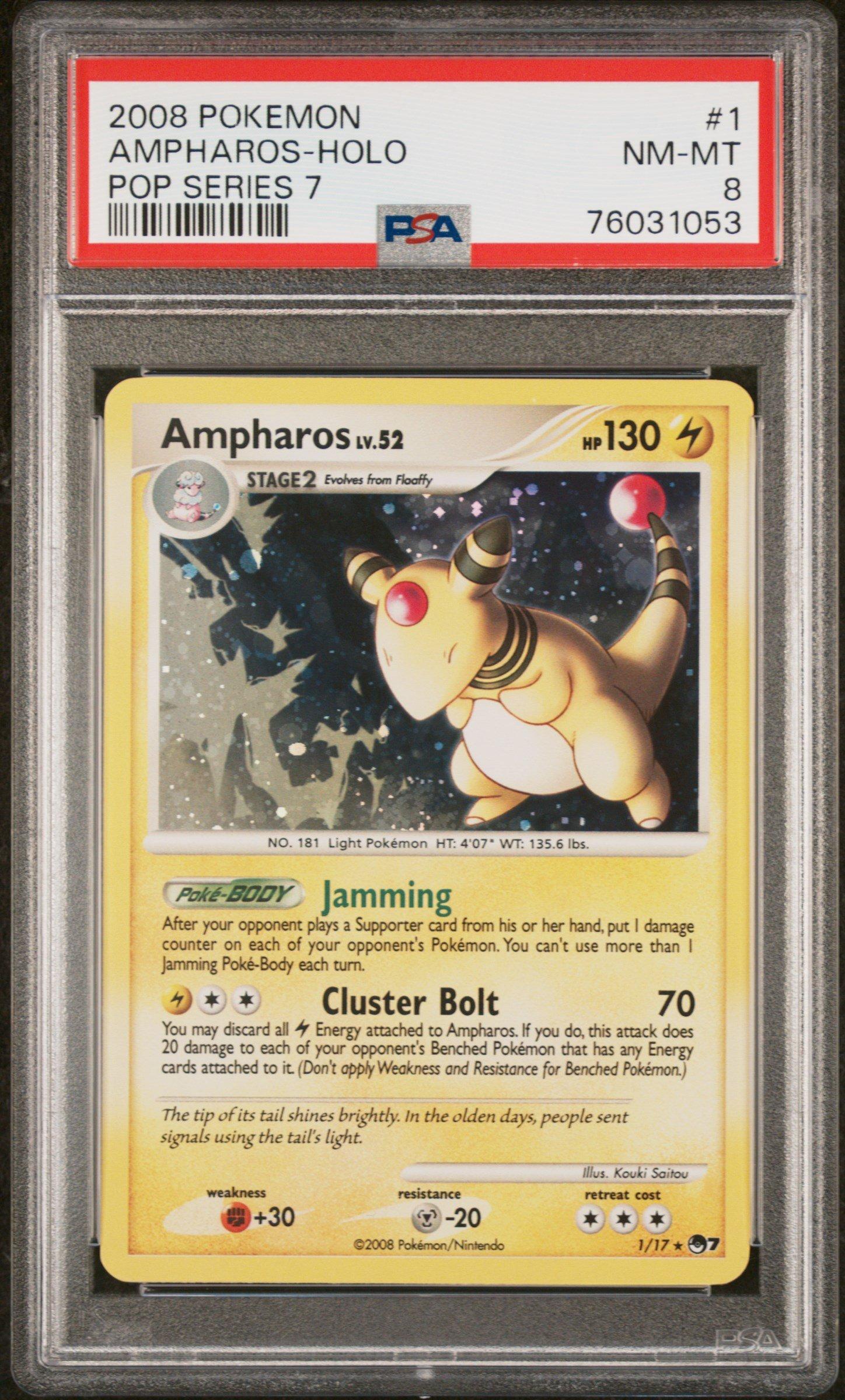 2008 Pokemon Pop Series 7 1 Ampharos-holo PSA 8