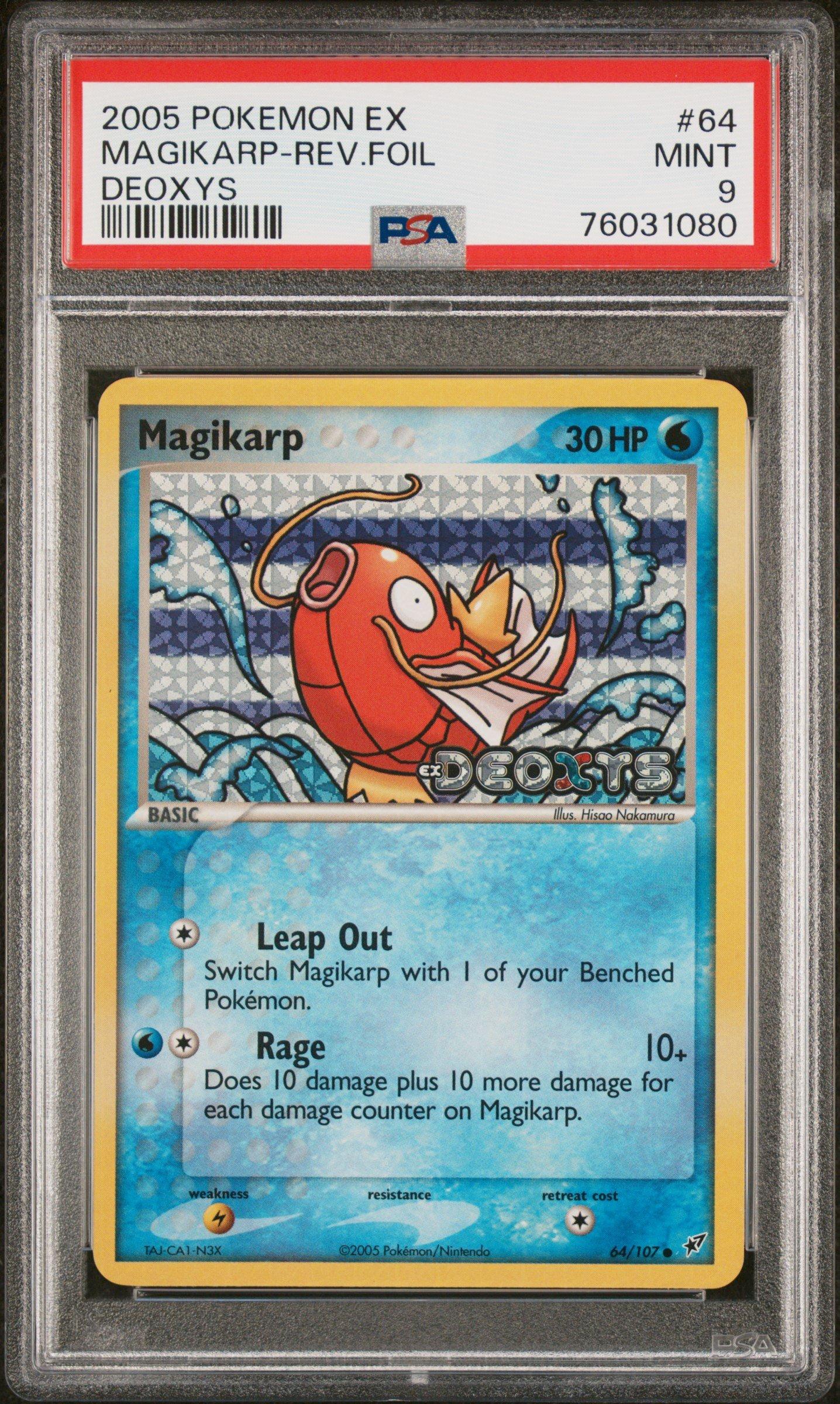 2005 Pokemon Ex Deoxys 64 Magikarp-reverse Foil PSA 9 Graded Card