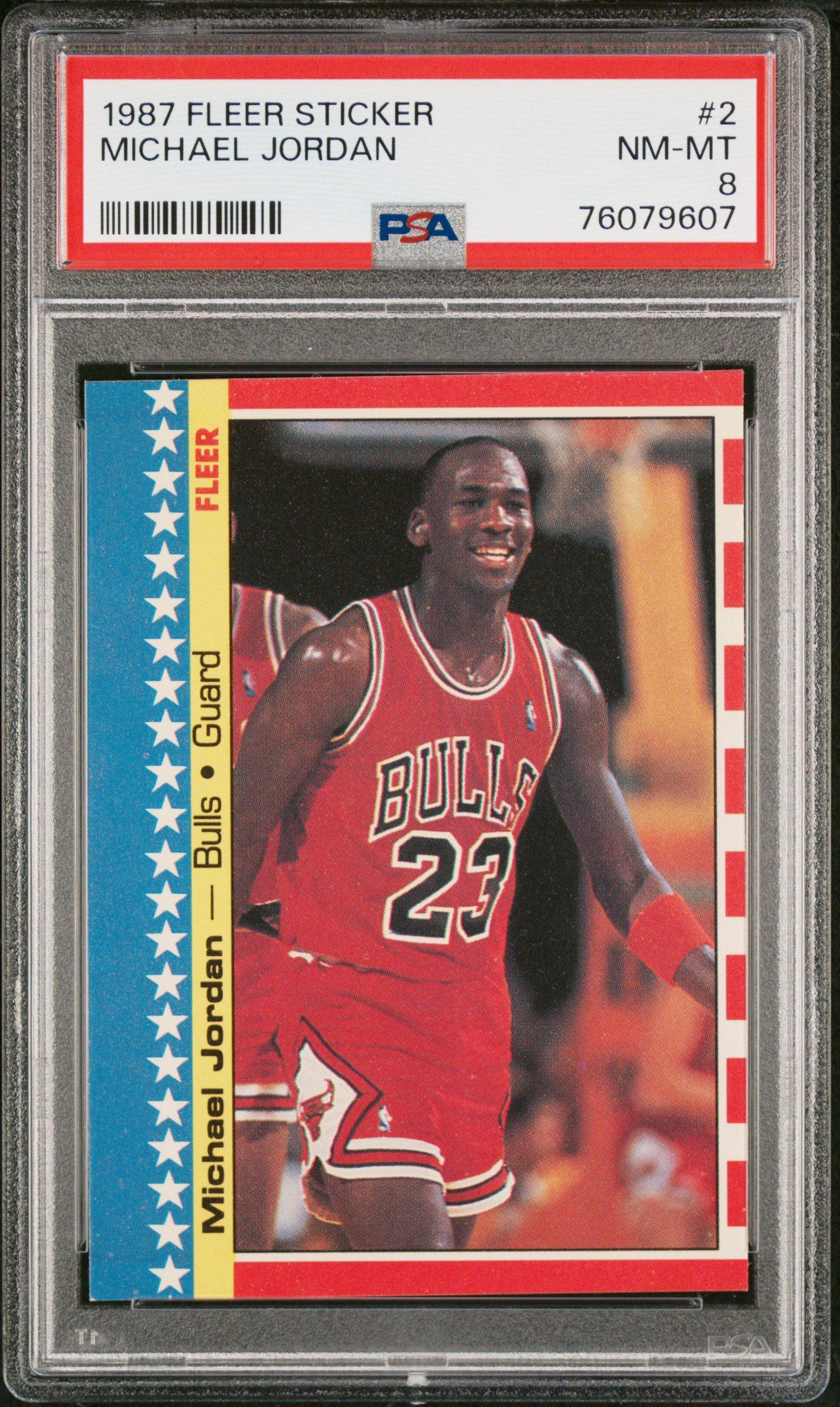 1987 Fleer Sticker 2 Michael Jordan PSA 8