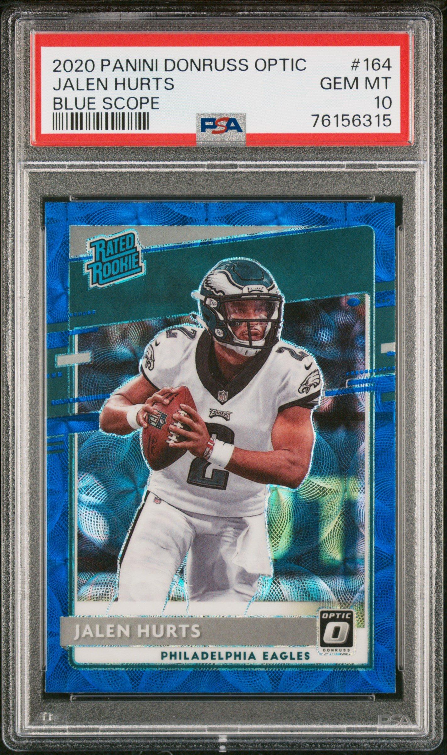 2020 Panini Donruss Optic 164 Jalen Hurts Blue Scope PSA 10