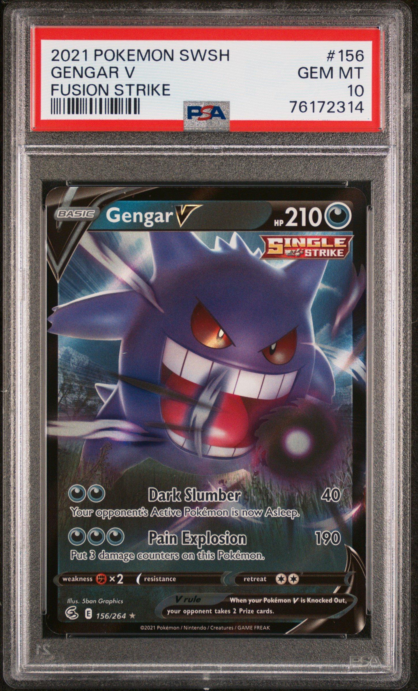 2021 Pokemon Sword & Shield Fusion Strike 156 Gengar V PSA 10