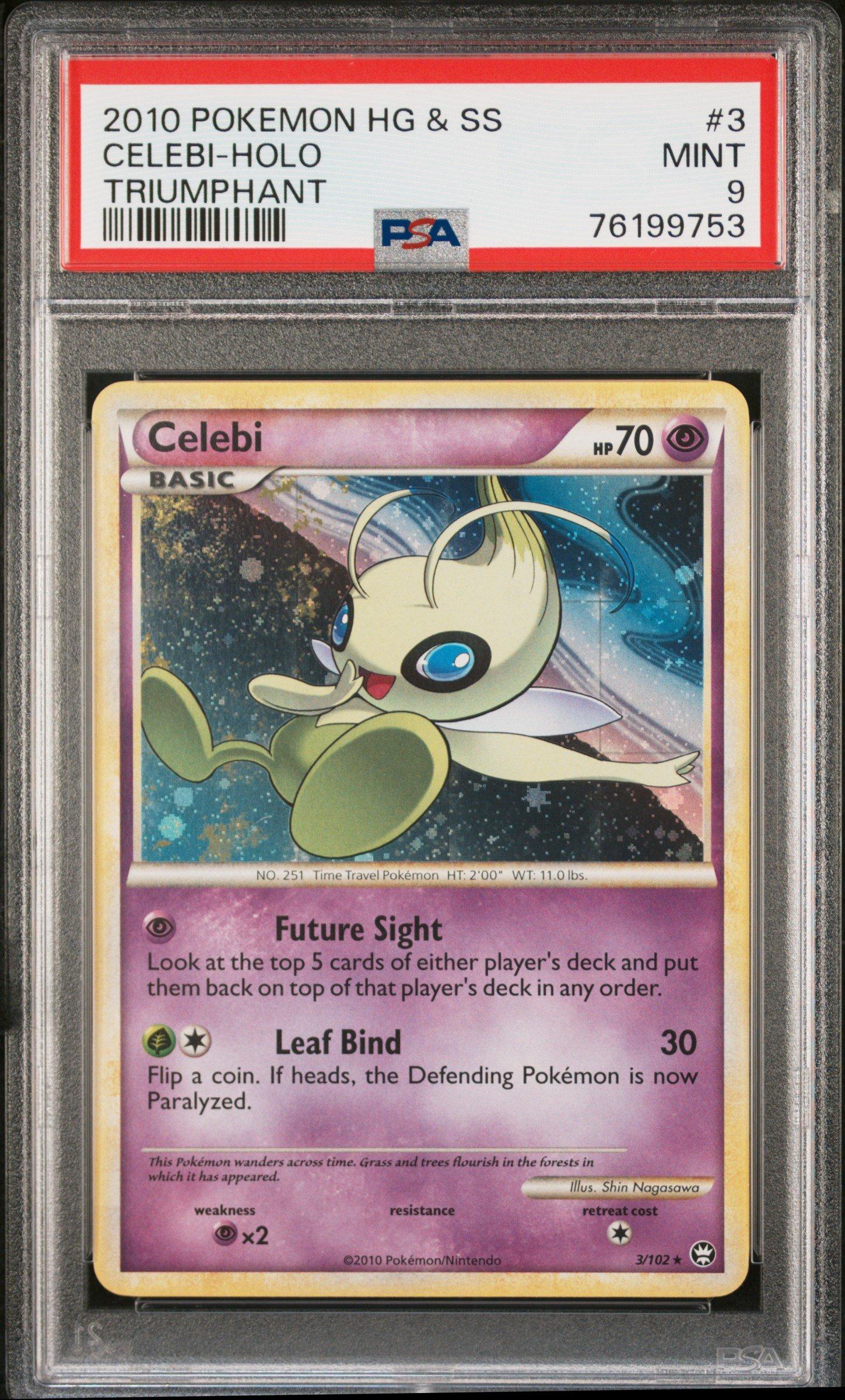 2010 Pokemon Heartgold & Soulsilver Triumphant 3 Celebi-holo PSA 9