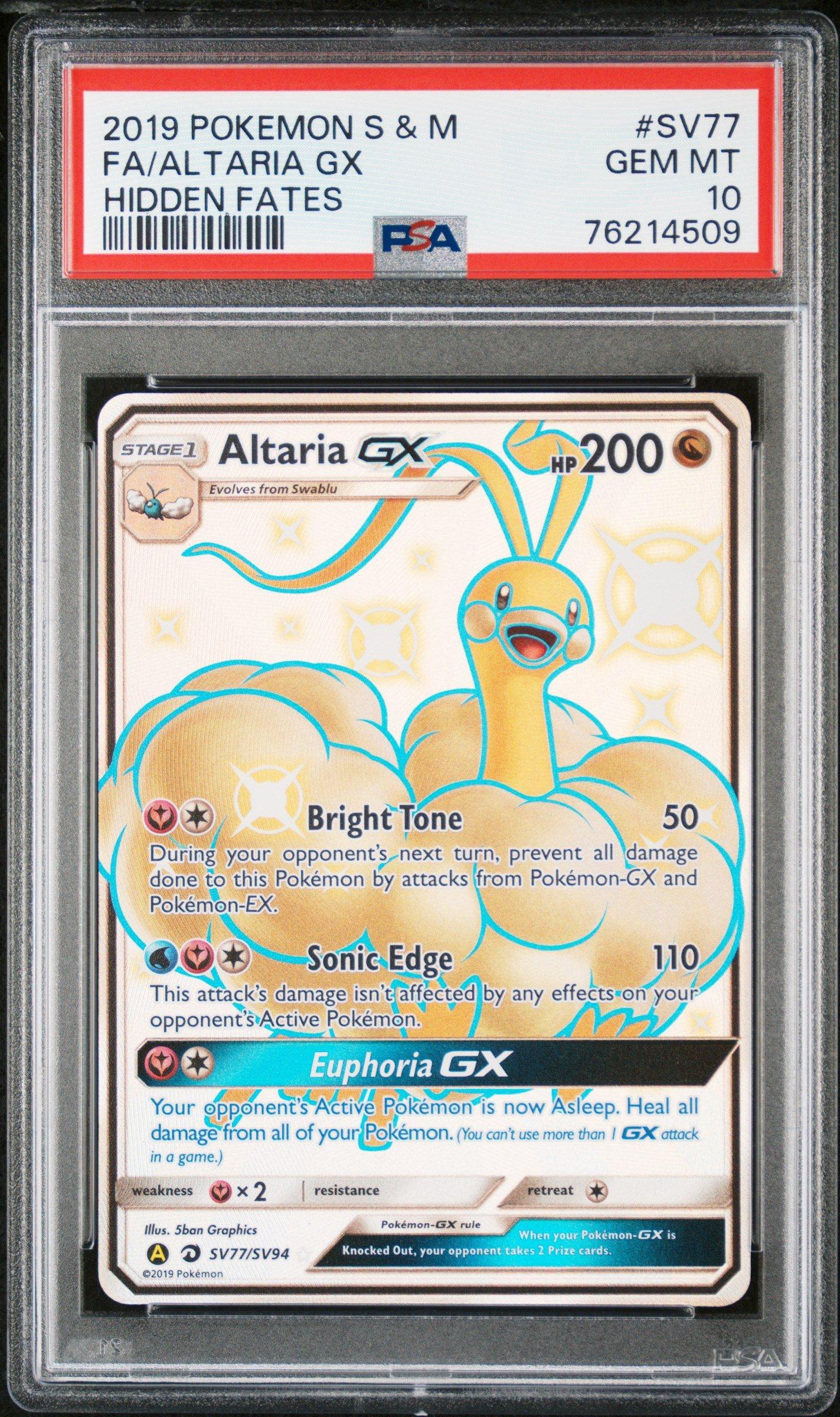 2019 Pokemon Sun & Moon Hidden Fates Sv77 Full Art/altaria Gx PSA