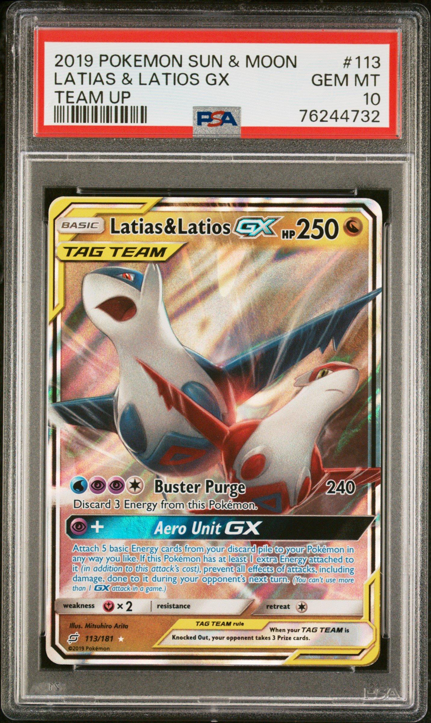 2019 Pokemon Sun & Moon Team Up 113 Latias & Latios Gx PSA 10