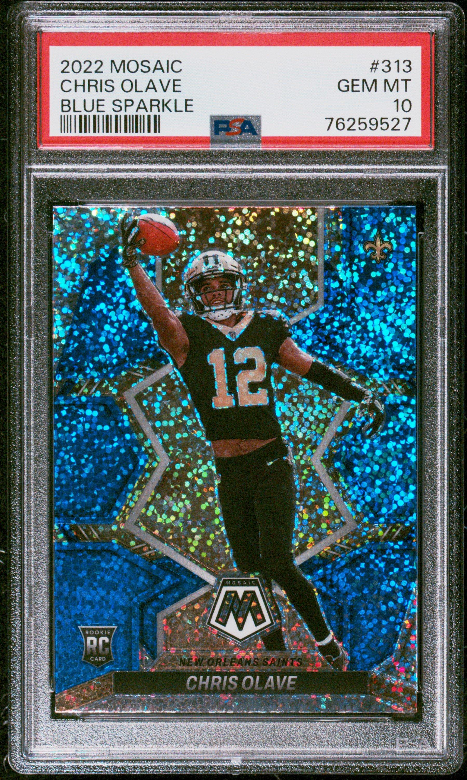 2022 Panini Mosaic 313 Chris Olave Blue Sparkle PSA 10 Graded Card