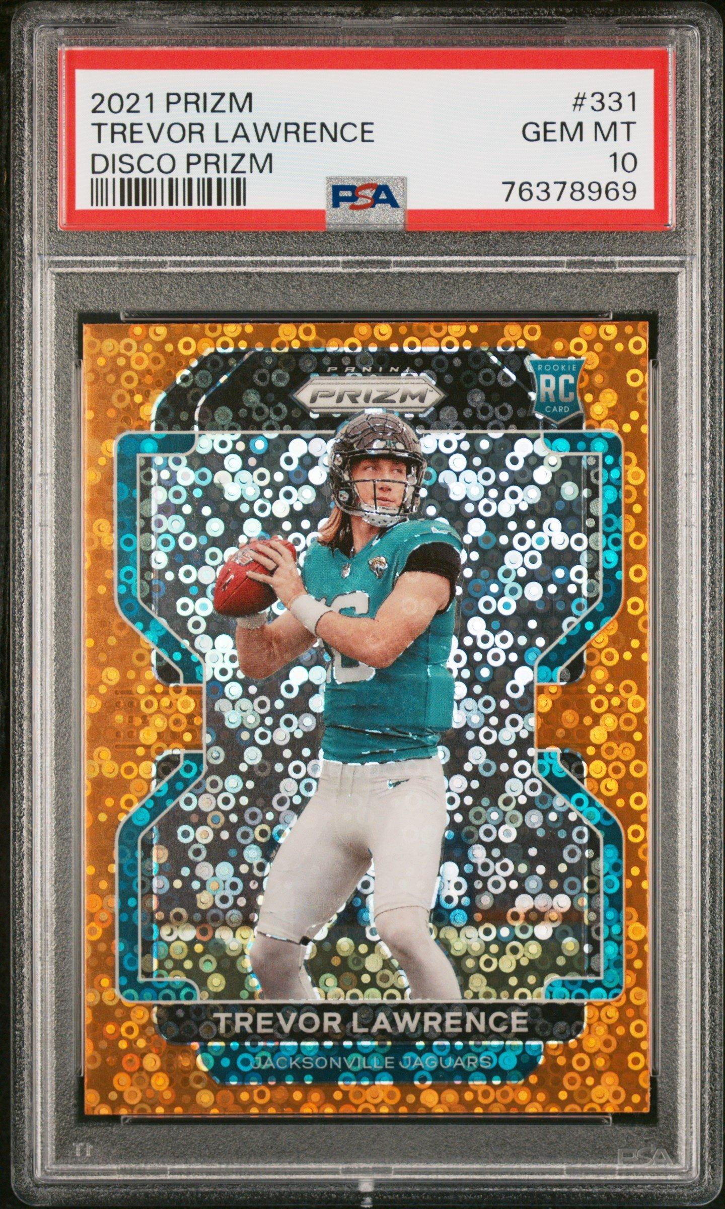 2021 Panini Prizm 331 Trevor Lawrence Disco Prizm PSA 10