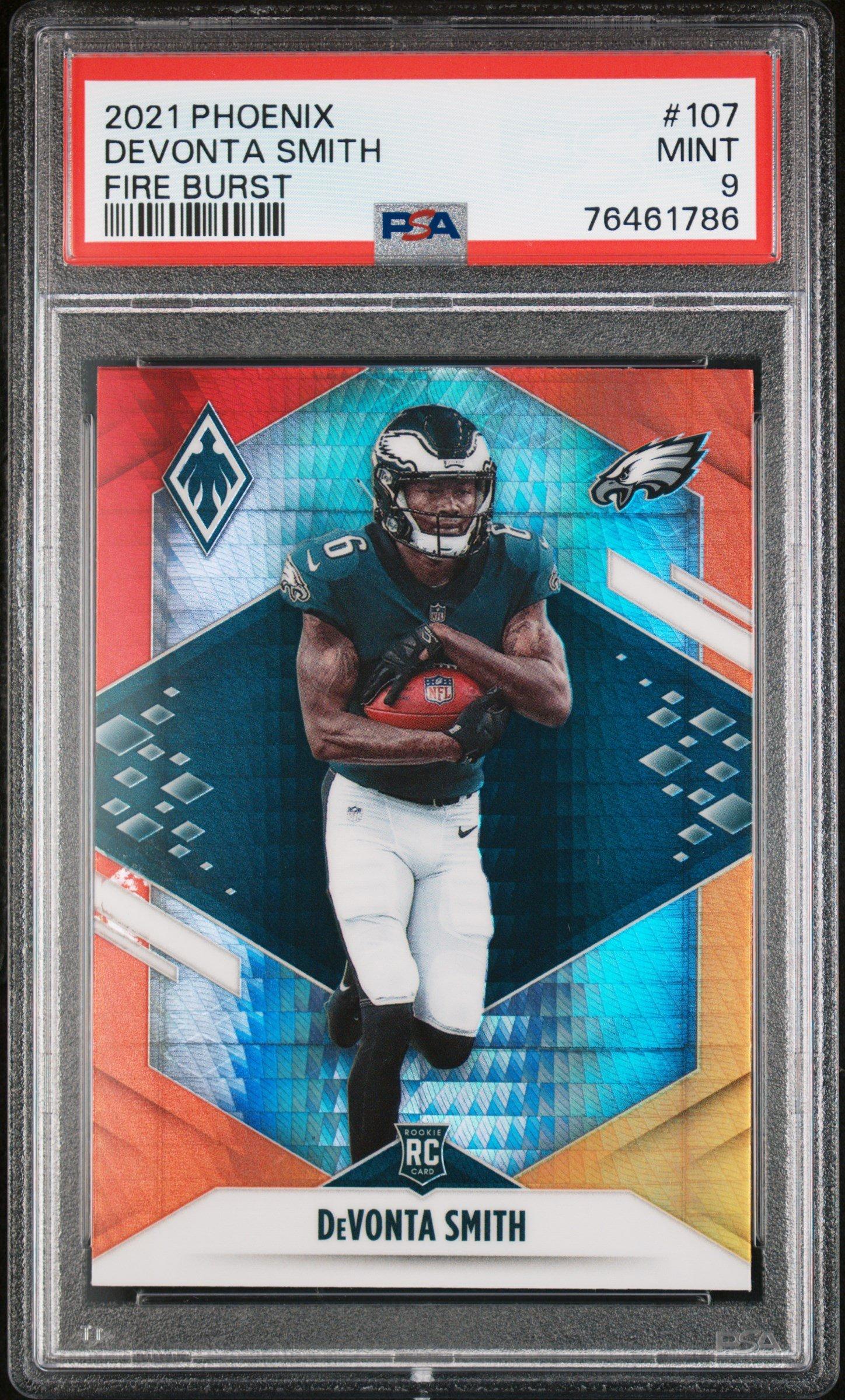 2021 Panini Phoenix 107 Devonta Smith Fire Burst PSA 9