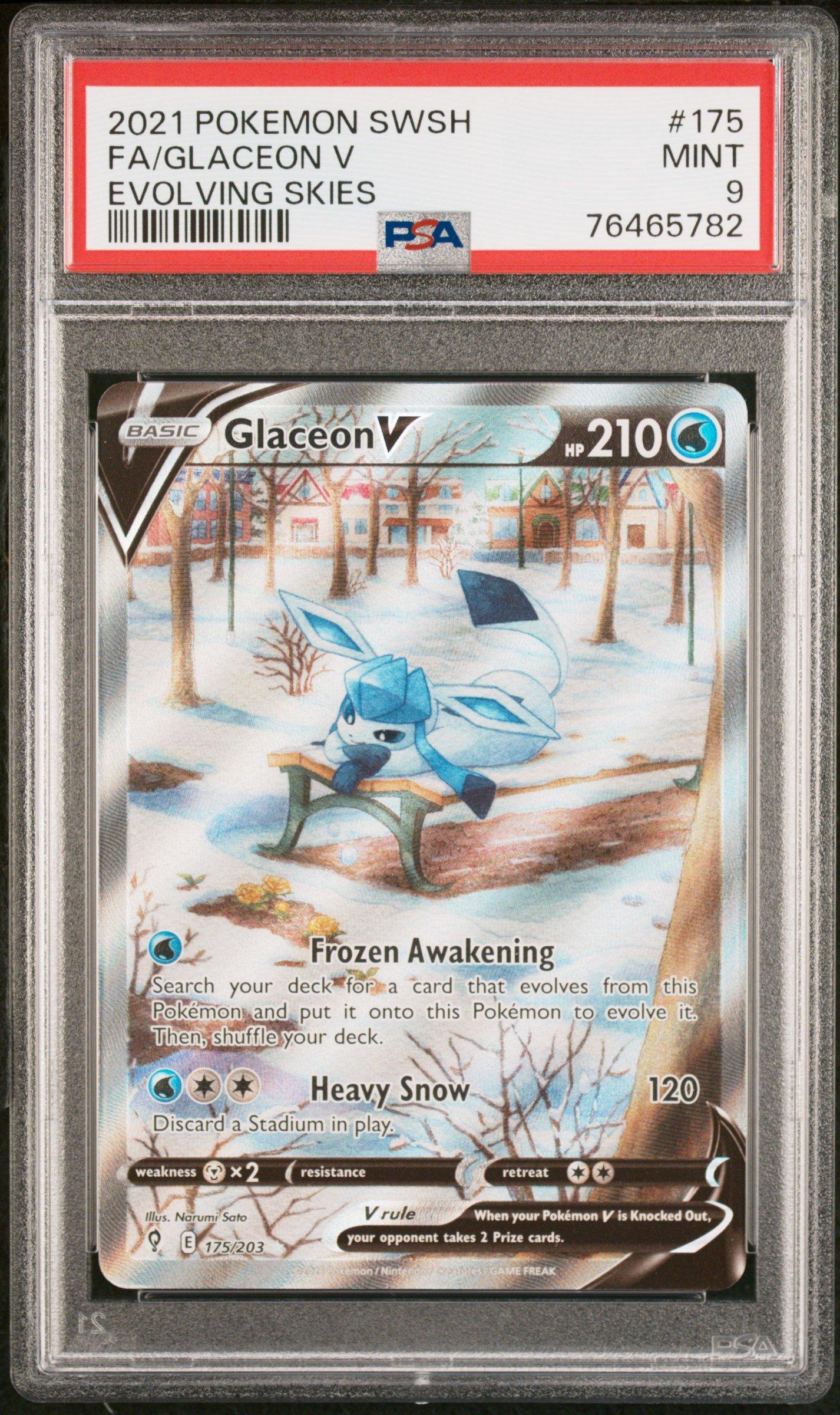 glaceon v pokemon card 2021 Sword & Shield Evolving Skies #175 PSA 10 When your Pokémon V is Knocked Out Glaceon V - SWSH07: Evolving