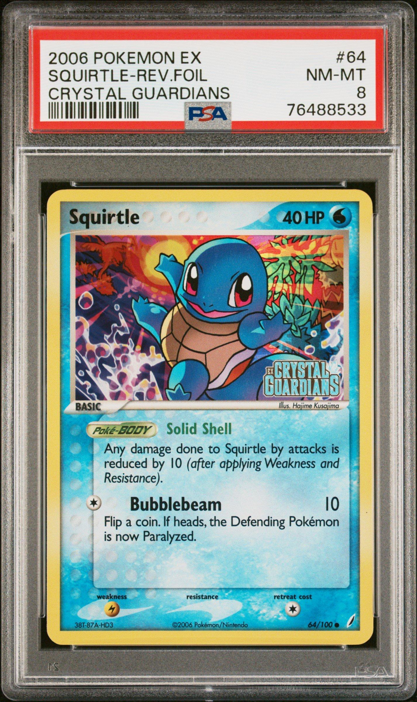 2006 Pokemon Ex Crystal Guardians 64 Squirtle-reverse Foil PSA 8
