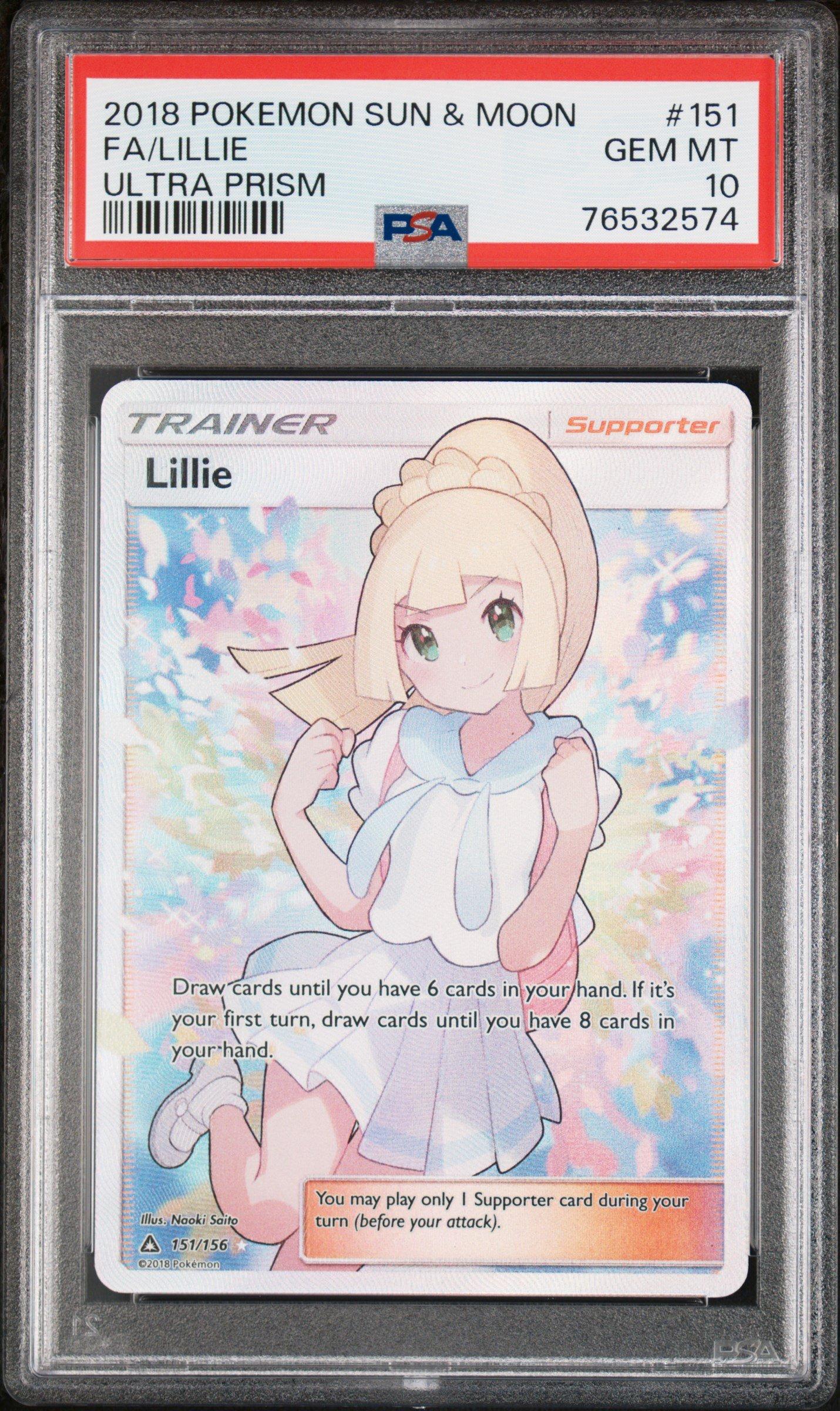 pokemon sun and moon lillie card Base Set Full Art CGC Case end display Lillies Clefairy ex 184/159 —