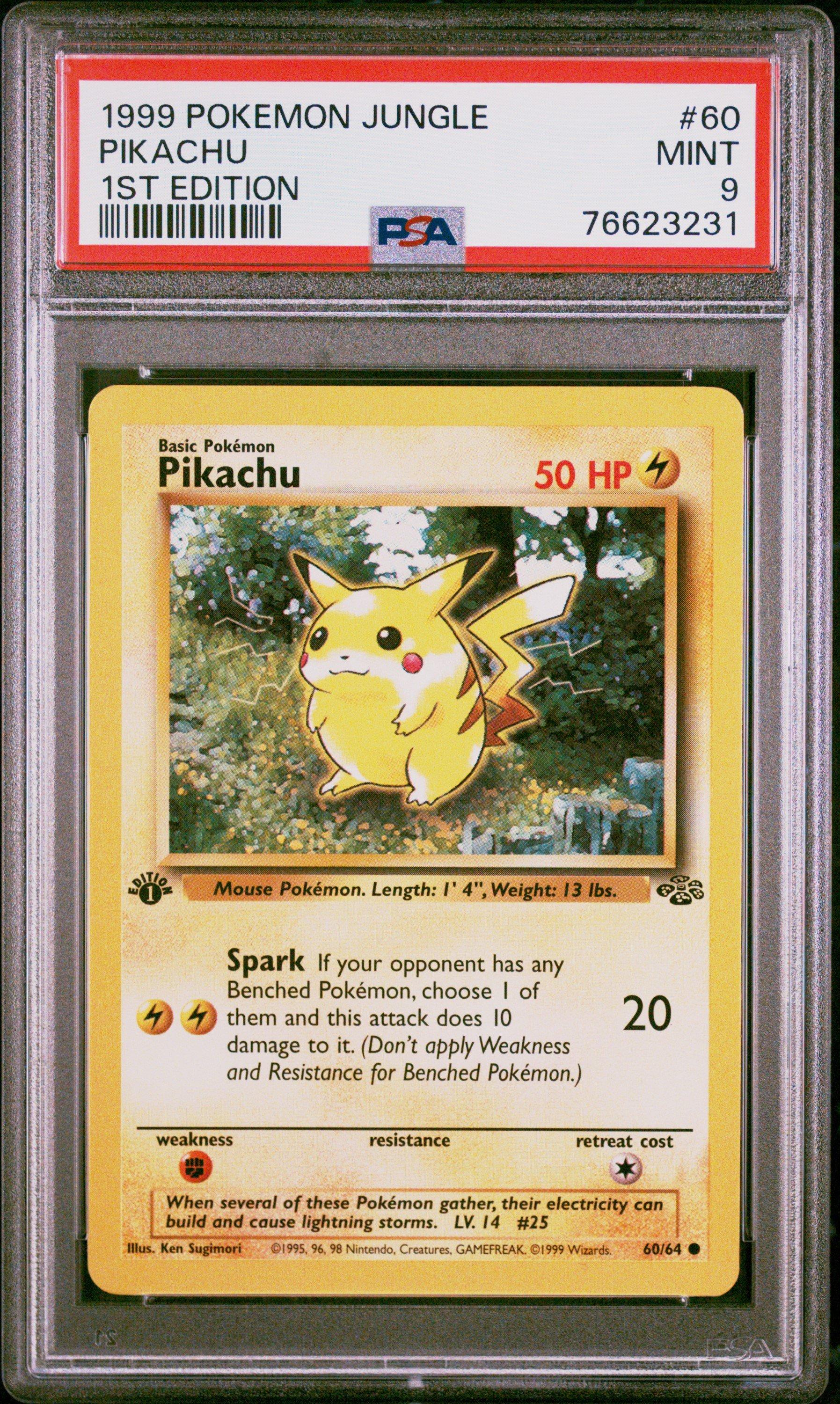 1999 Pokemon Jungle 60 Pikachu 1st Edition PSA 9 Graded Card