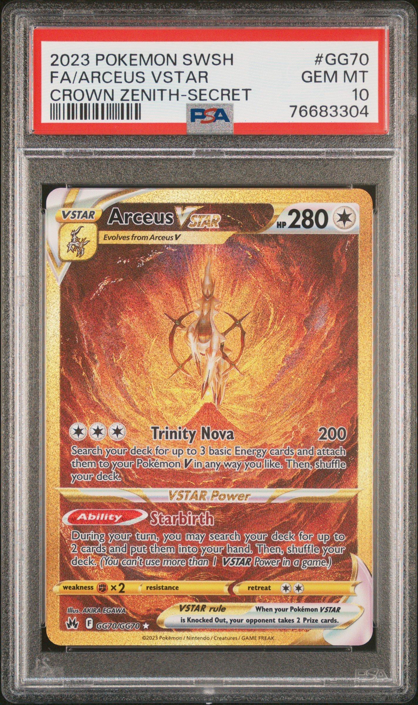 2023 Pokemon Sword And Shield Crown Zenith Gg70 Full Art/arceus Vstar  Secret PSA 10 Graded Card | GameStop