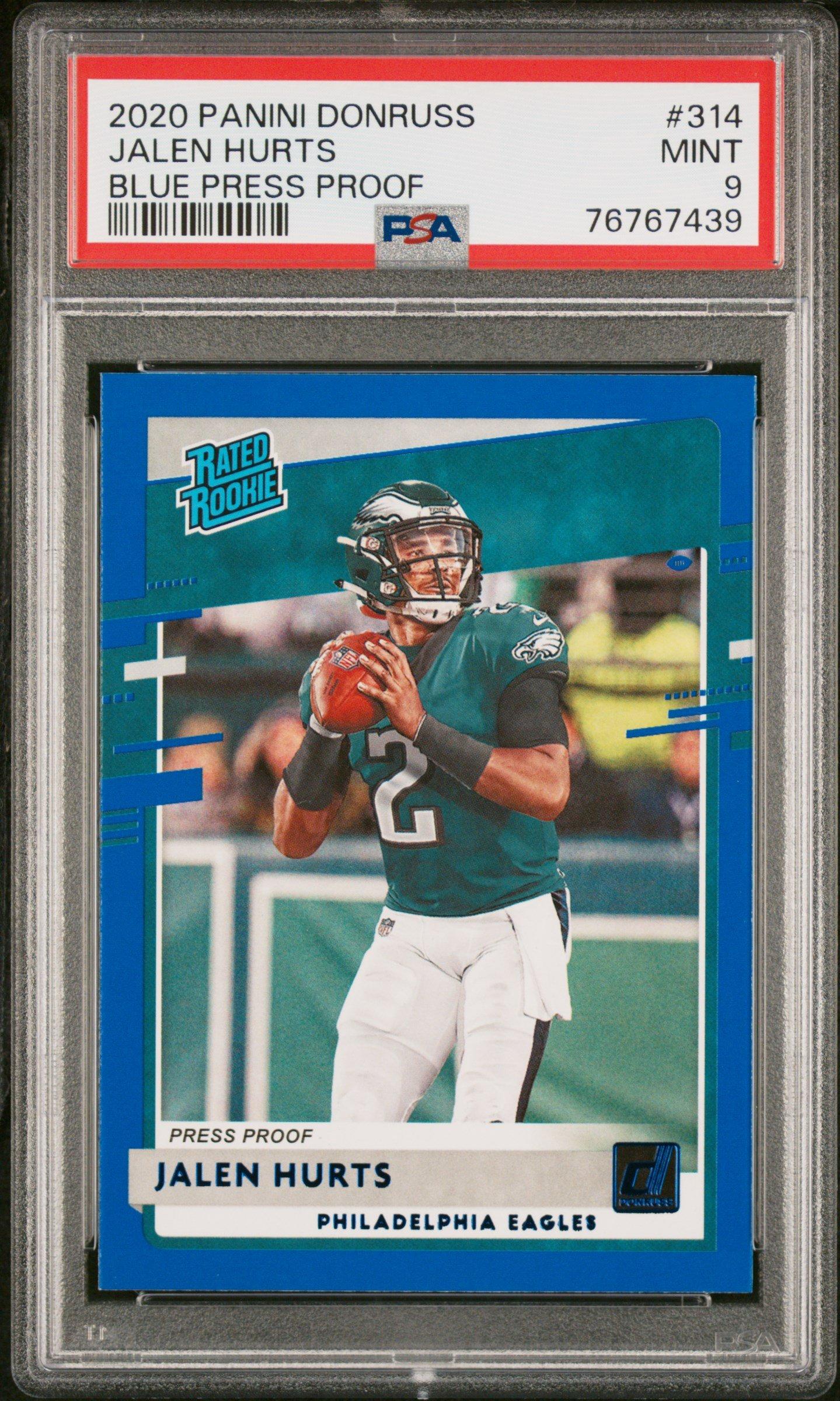 2020 Panini Donruss 314 Jalen Hurts Blue Press Proof PSA 9