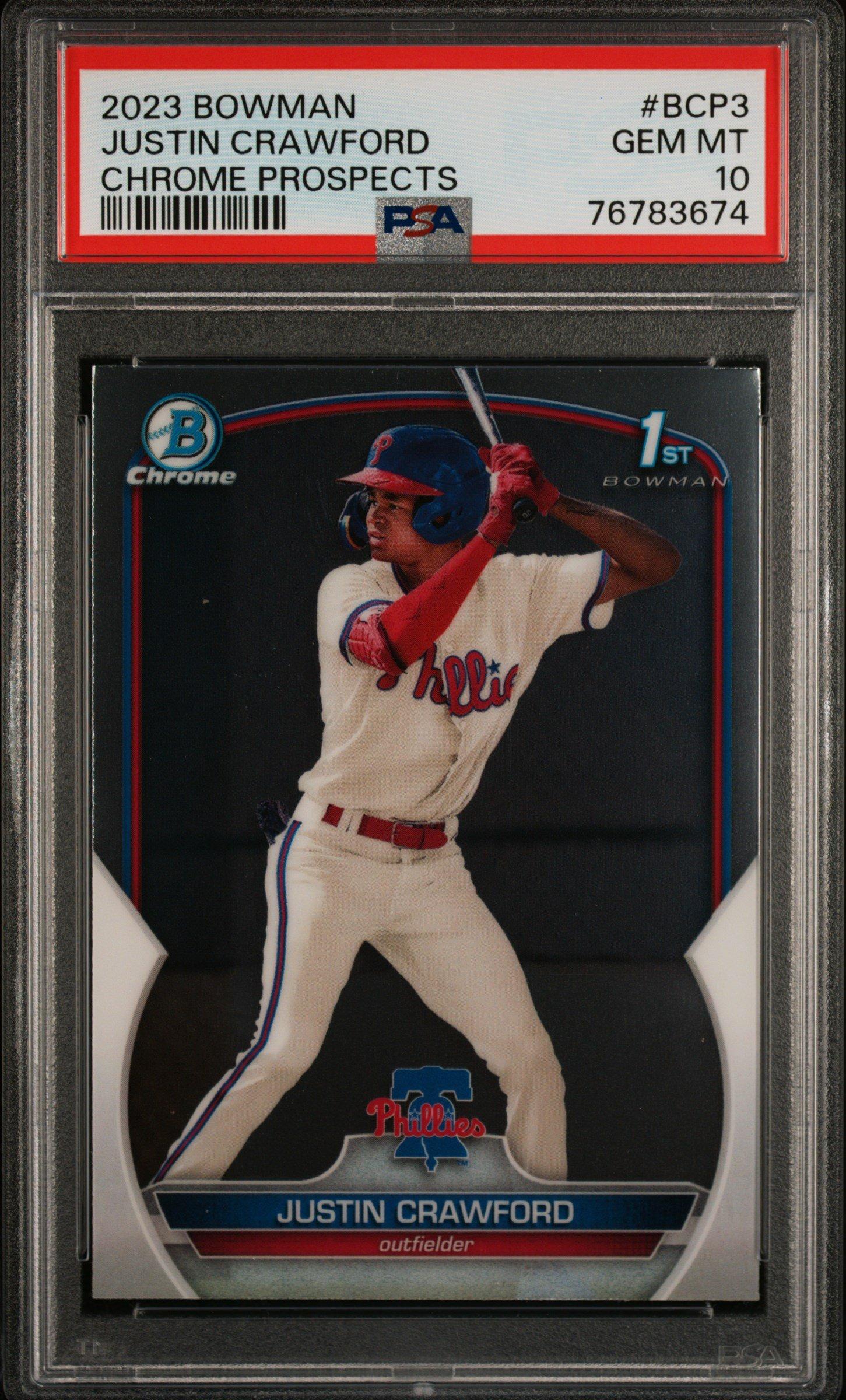 2023 Bowman Chrome Prospects Bcp3 Justin Crawford PSA 10