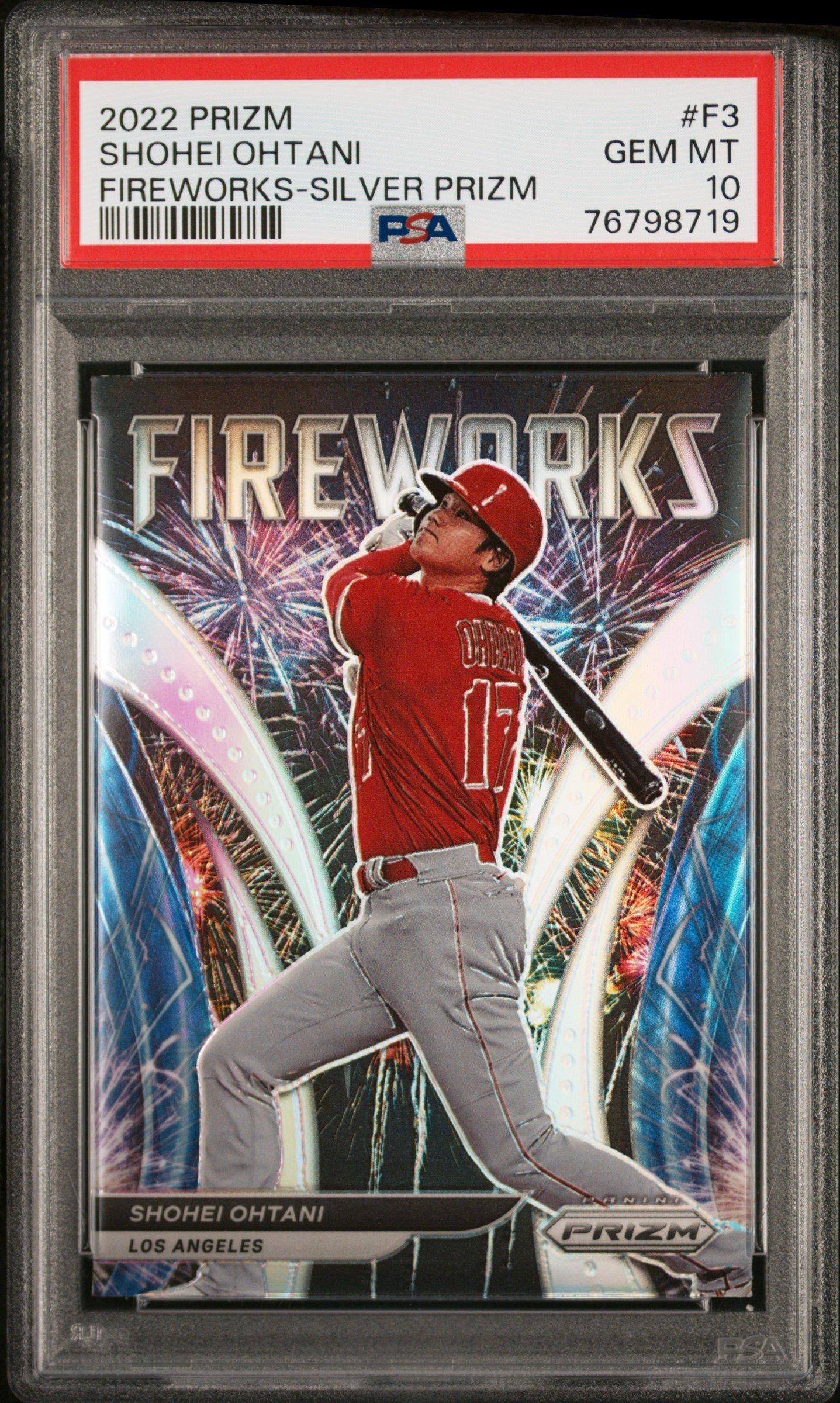 2022 Panini Prizm Fireworks F3 Shohei Ohtani Silver Prizm PSA 10