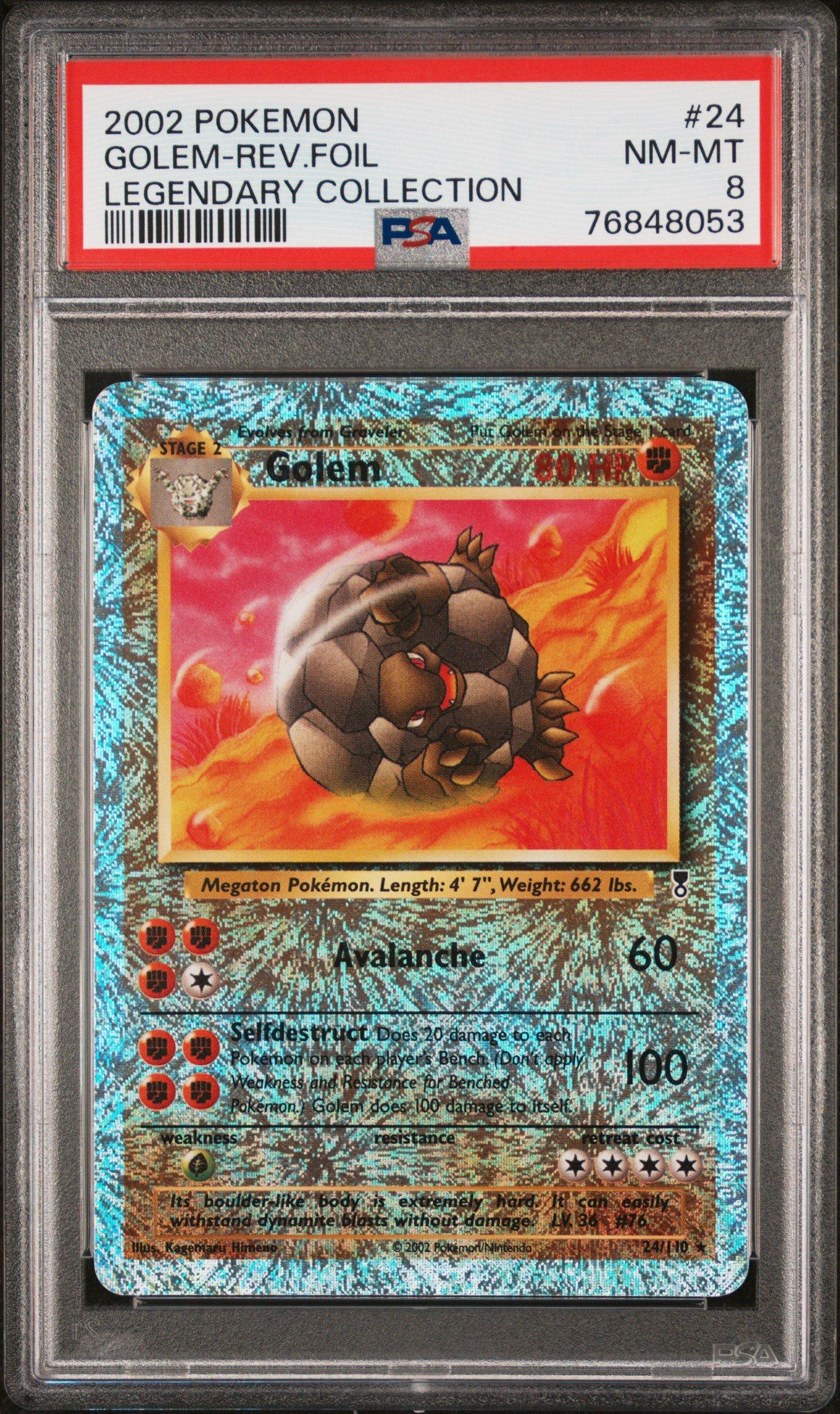 pokemon 24 cards 1 foil 2002 Legendary Collection Golem-reverse PSA 8 Graded Card The packs are in English and manufactured in the United States Pokemon - Cubone 104/165 -