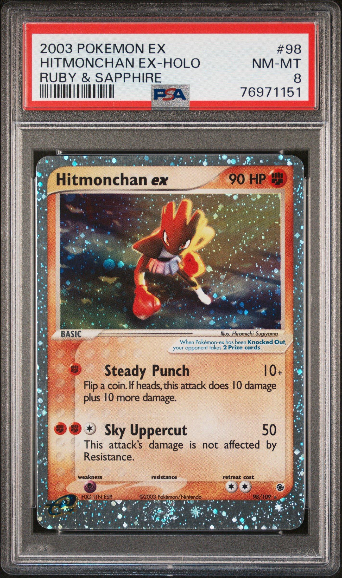2003 Pokemon Ex Ruby & Sapphire 98 Hitmonchan Ex-holo PSA 8 Graded