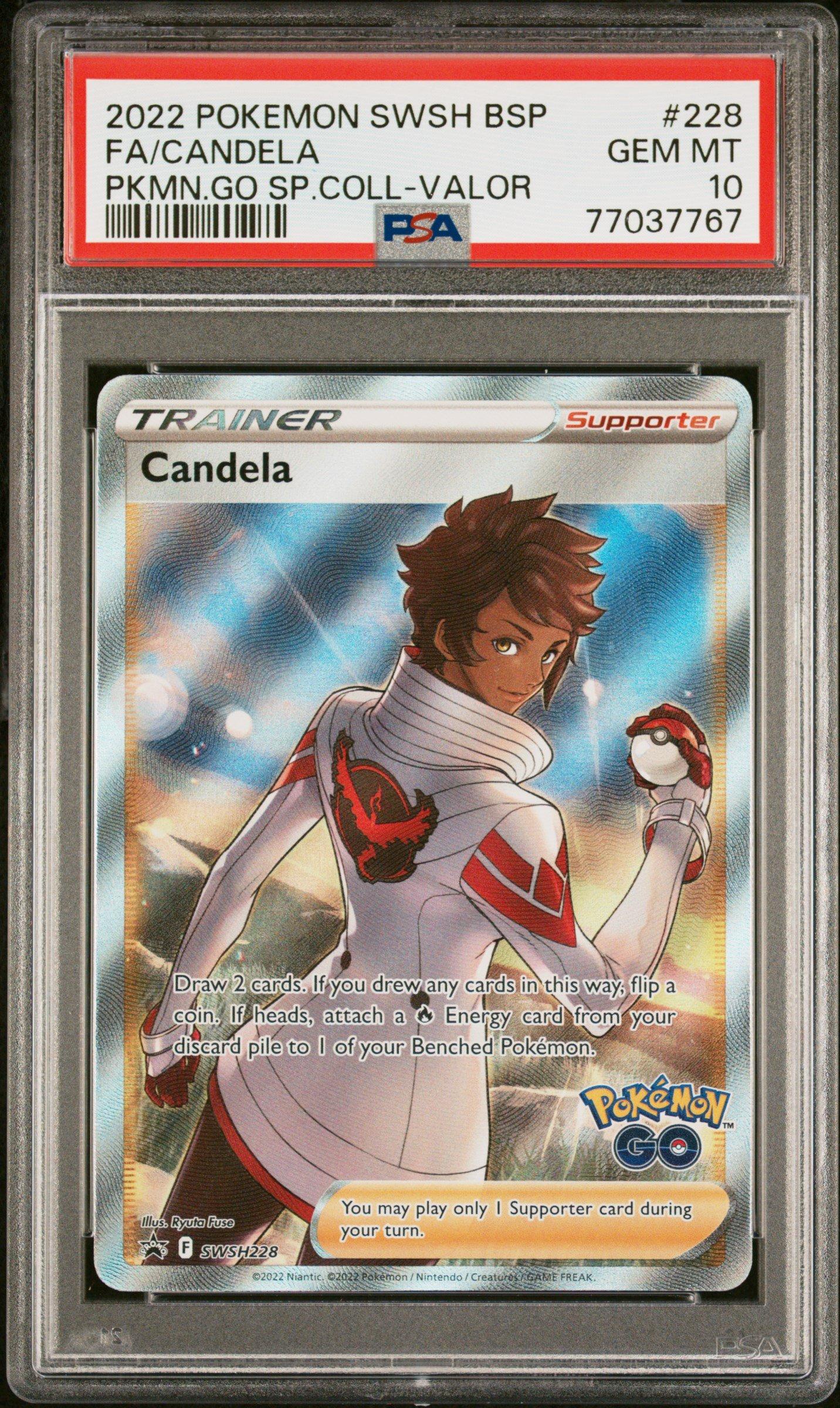 2022 Pokemon Swsh Black Star Promo 228 Full Art/candela Pokemon Go Special Collection-team Valor PSA 10