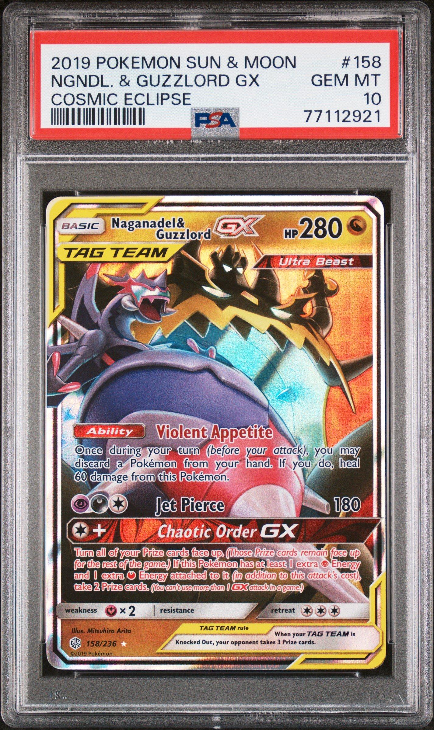 2019 Pokemon Sun & Moon Cosmic Eclipse 158 Naganadel & Guzzlord Gx